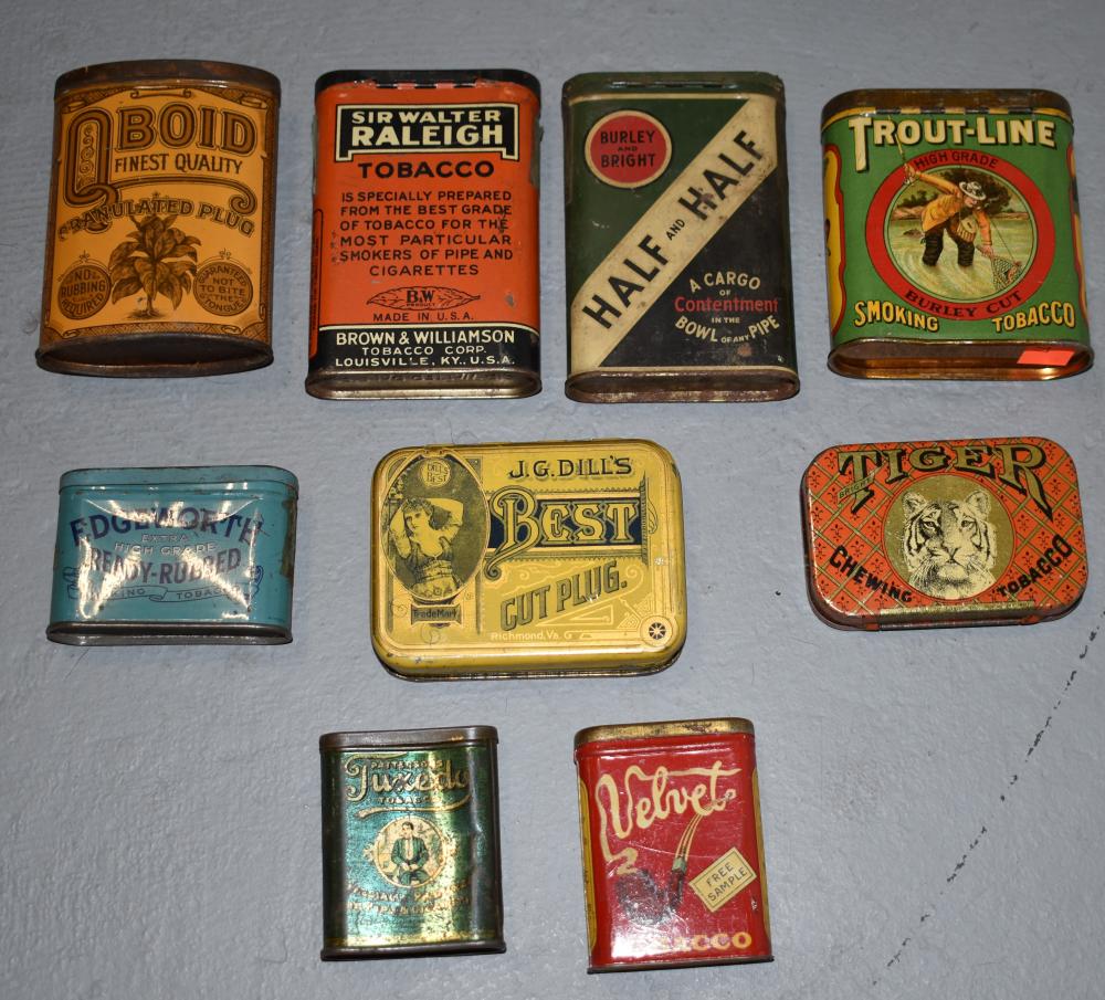 Lot (9) Vintage Advertising Tobacco Tins (1 of 1)