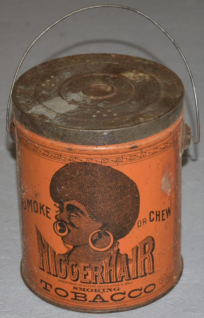niggerhair tobacco Lot 800: Black Americana Smoking Tins & Coupon Hair Tobacco Tin Pail 