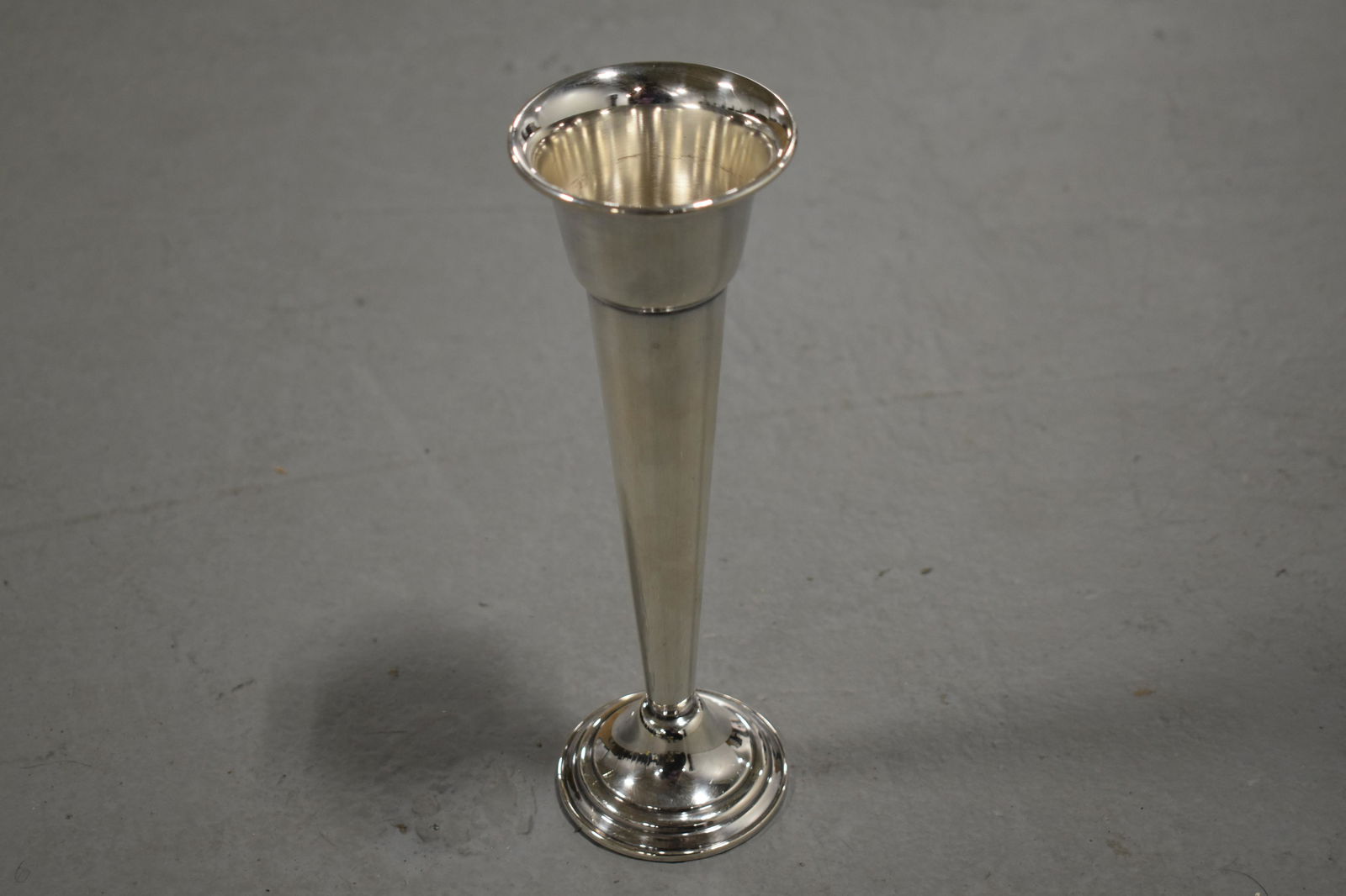9 1/2" Gorham Sterling Trumpet Vase 9 1/2" WEIGHTED: 9 1/2" Gorham Sterling Trumpet Vase 9 1/2" WEIGHTED GORHAM STERLING TRUMPET VASE- 7 T. OZ- WEAR AND IMPERFECTION 9 1/2" WEIGHTED GORHAM STERLING TRUMPET VASE- 7 T. OZ- WEAR AND IMPERFECTION