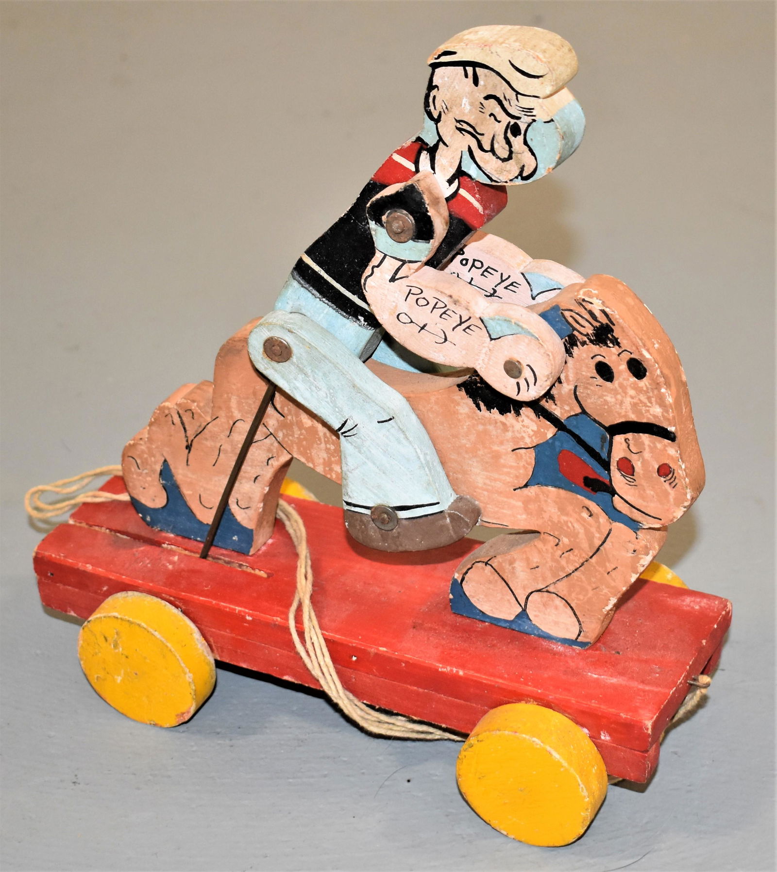 Vintage Wooden Popeye Pull Toy (1 of 2)