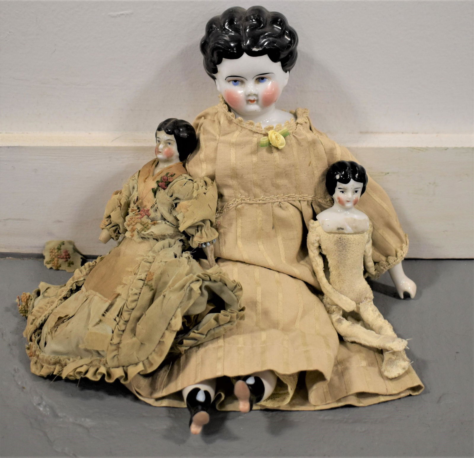 Lot of (3) Vintage China Head Dolls (1 of 2)