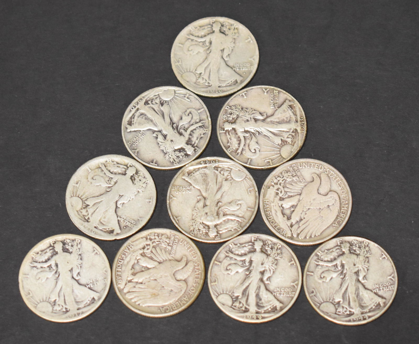 10 US Silver Walking Liberty Half Dollars (1 of 2)