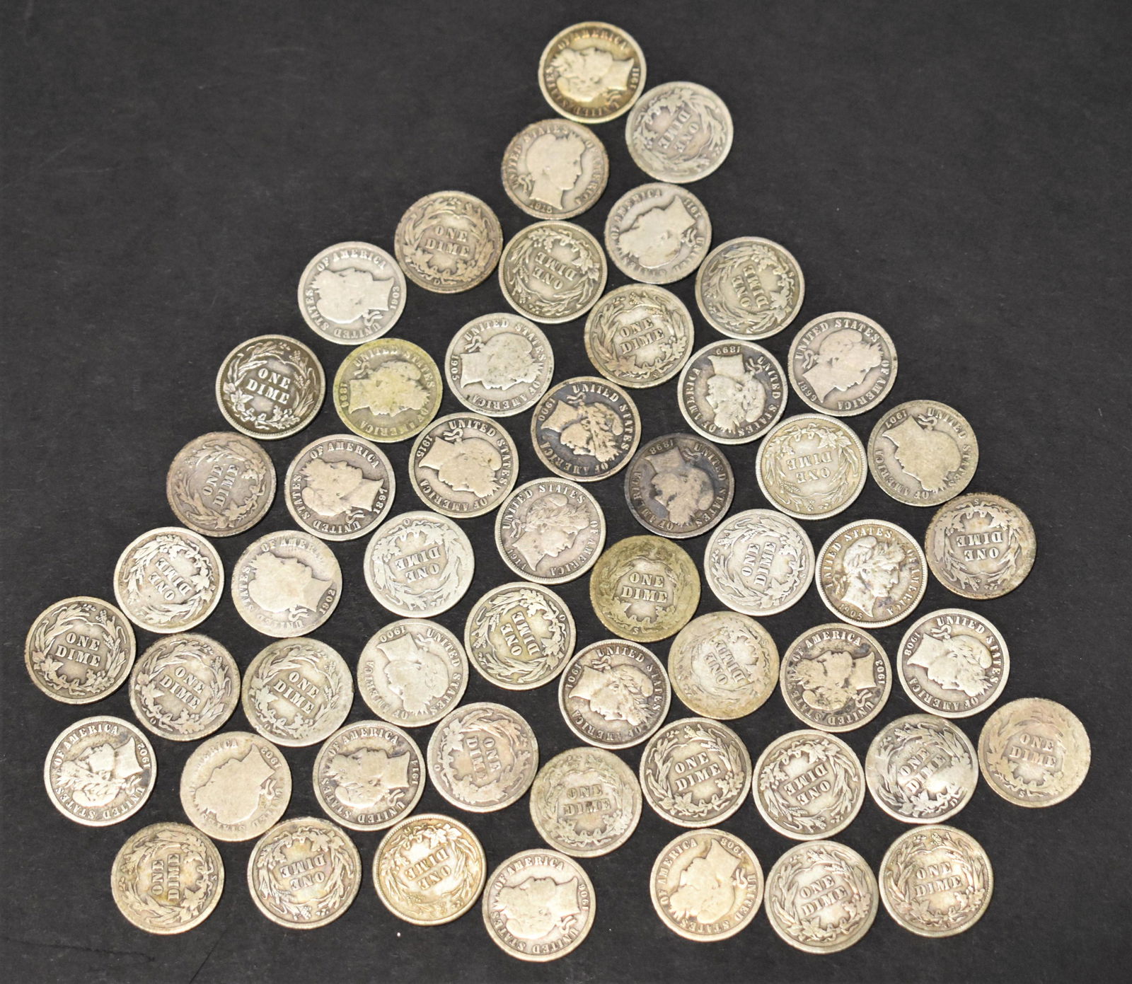 54 - Misc US Silver Barber Dimes (1 of 2)