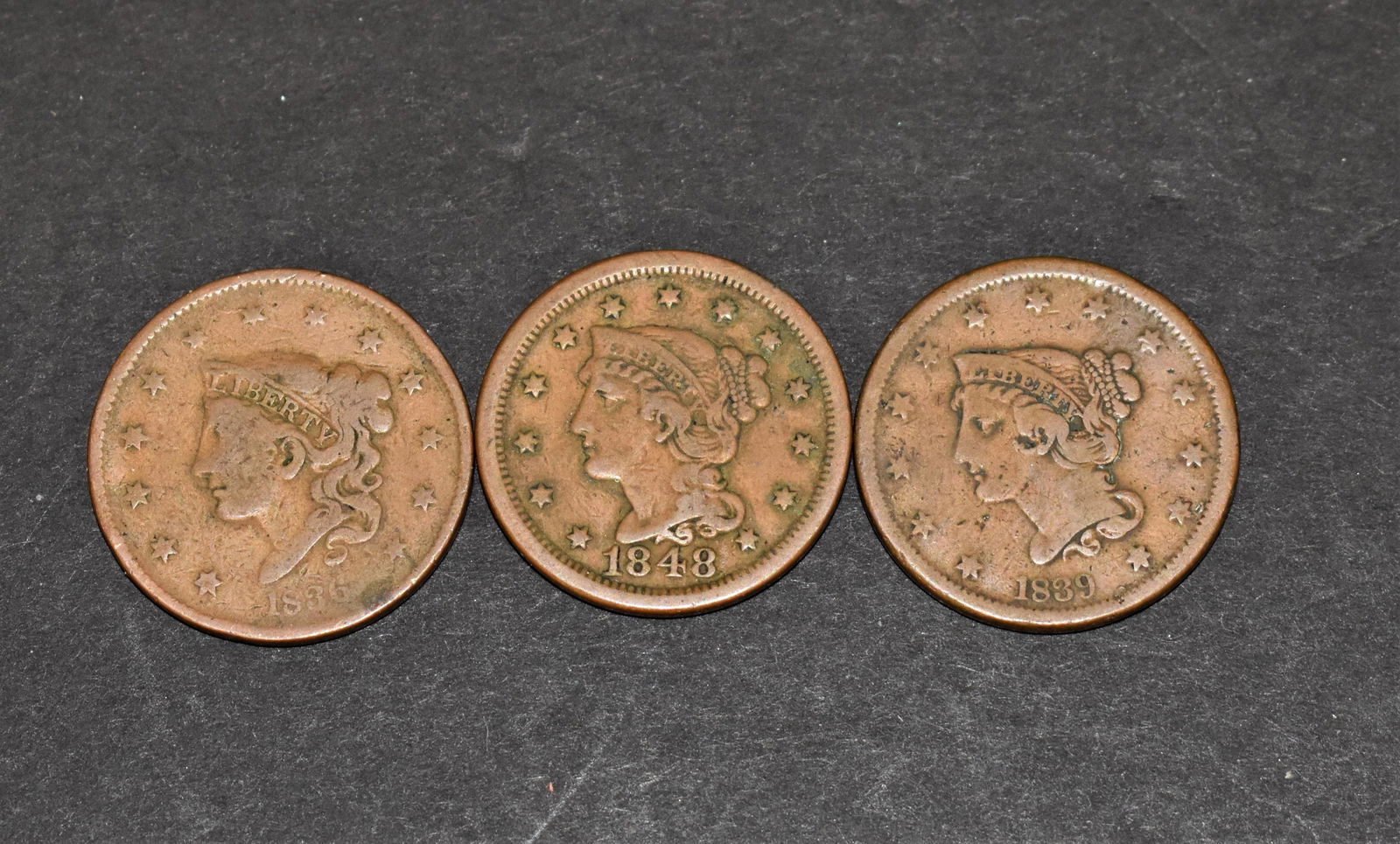 Lot of (3) Large Cents (1 of 2)