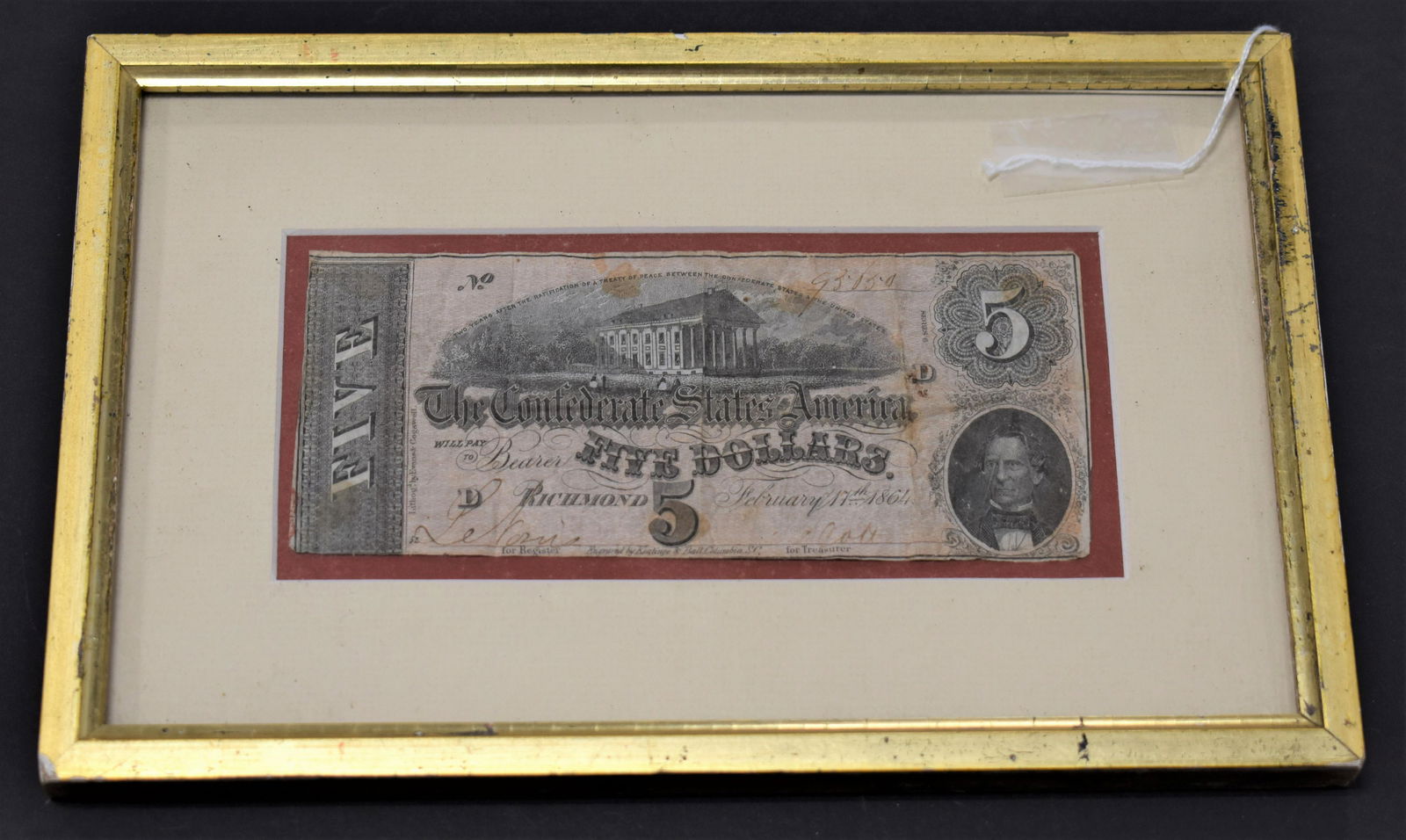 Five Dollar 1864 Confederate Note (1 of 1)