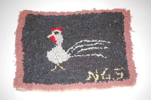 FOLKY FIGURAL HOOKED RUG