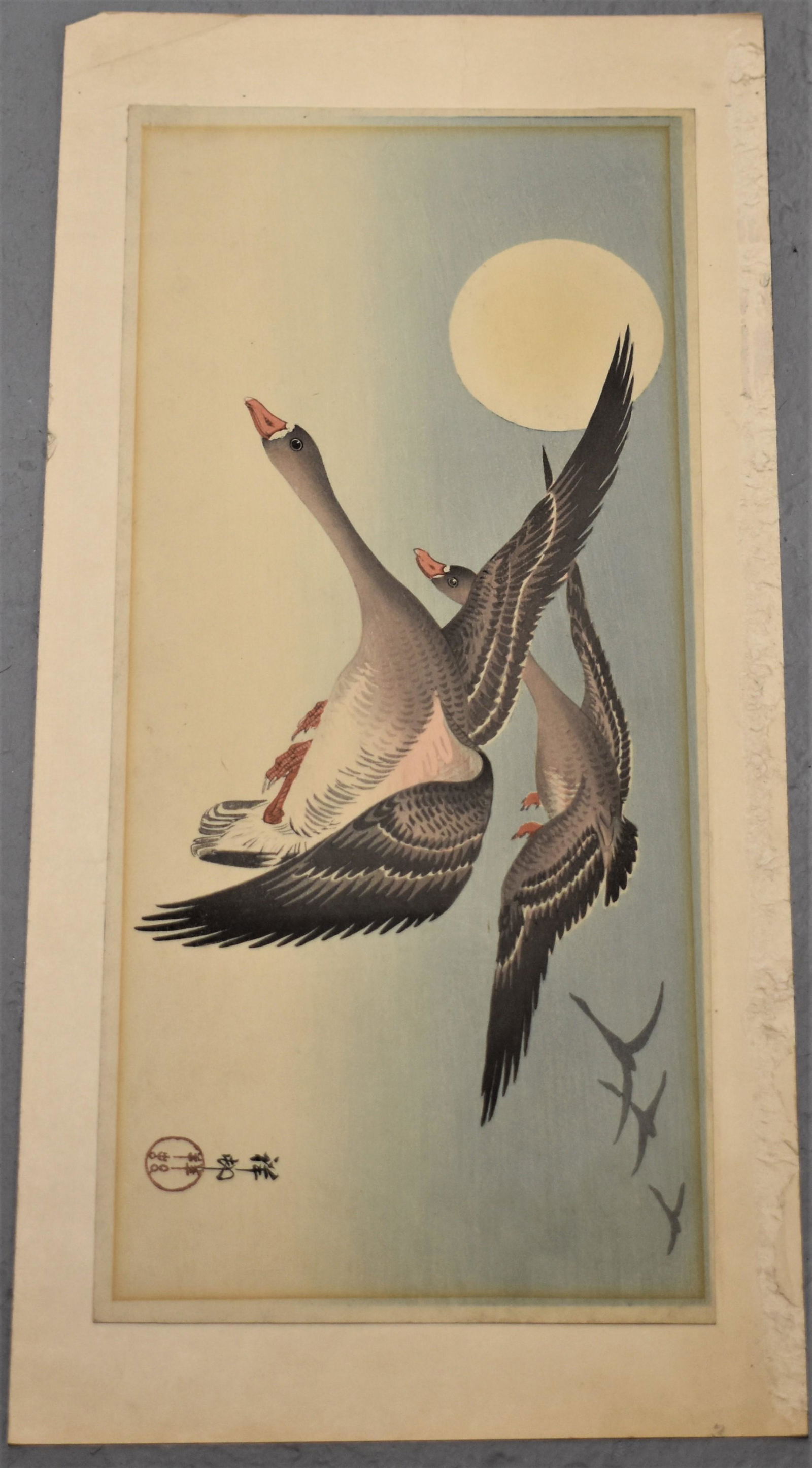 Japanese Woodblock Print of Birds in Flight (1 of 2)