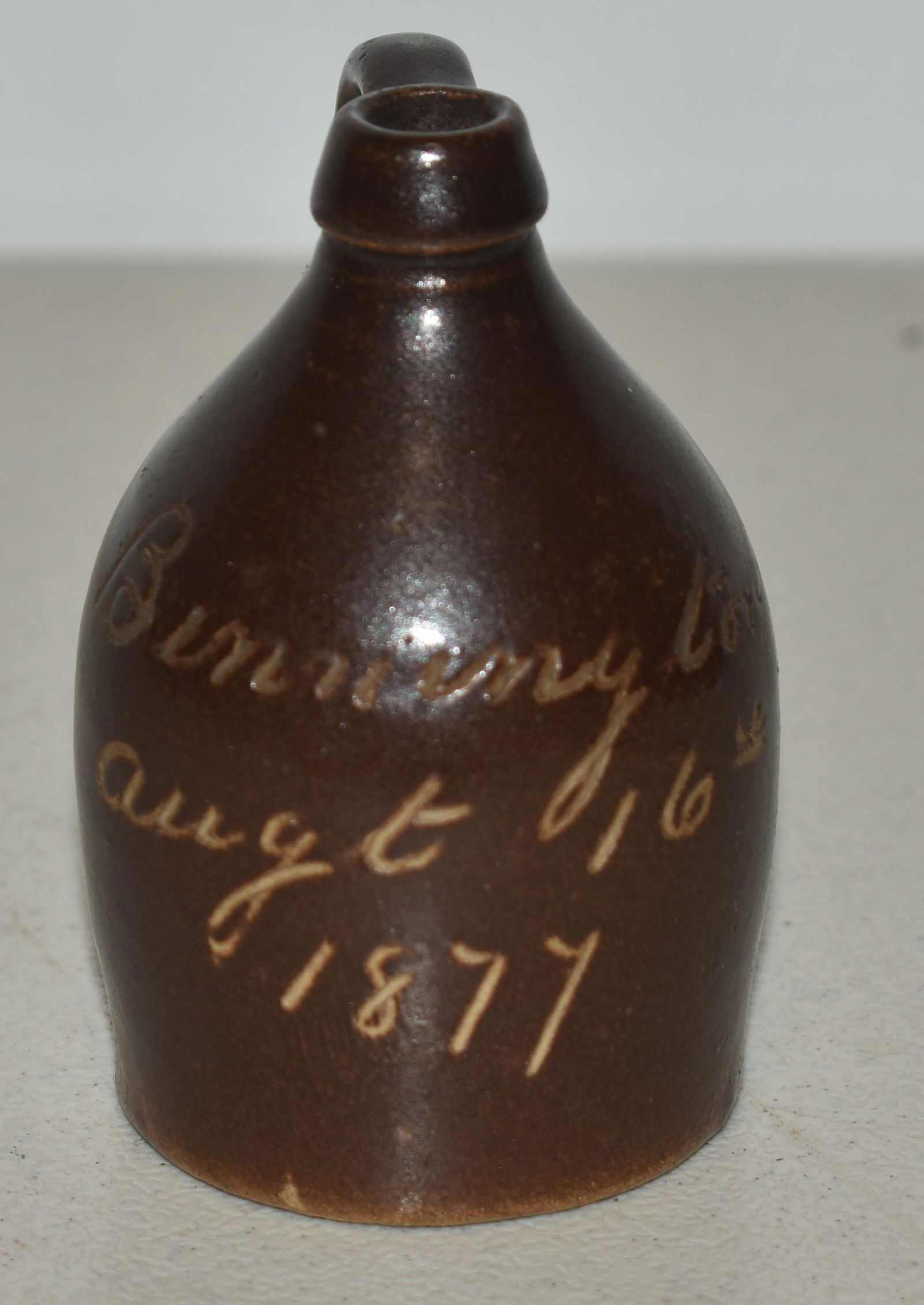 3" Bennington Brown Stoneware Jug (1 of 2)
