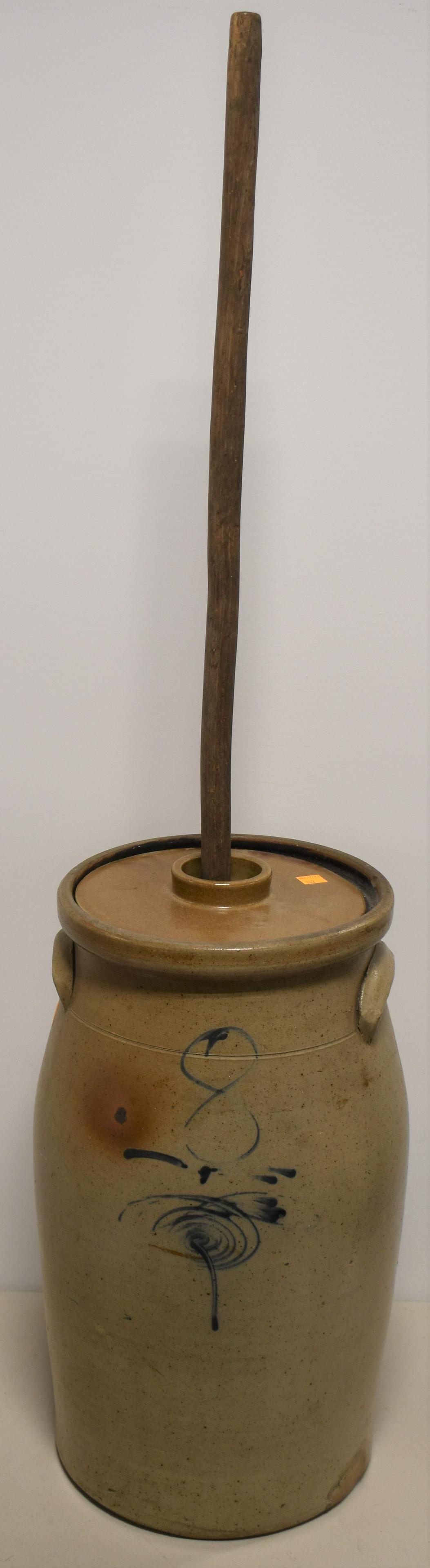 Decorated Stoneware Butter Churn (1 of 2)