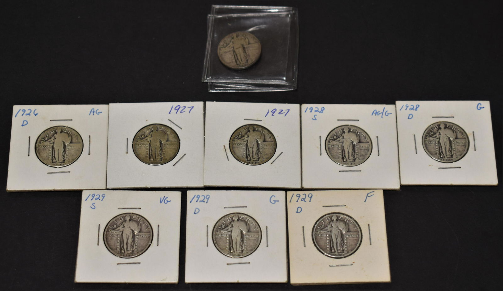 9 Silver Liberty Standing Quarters (1 of 2)