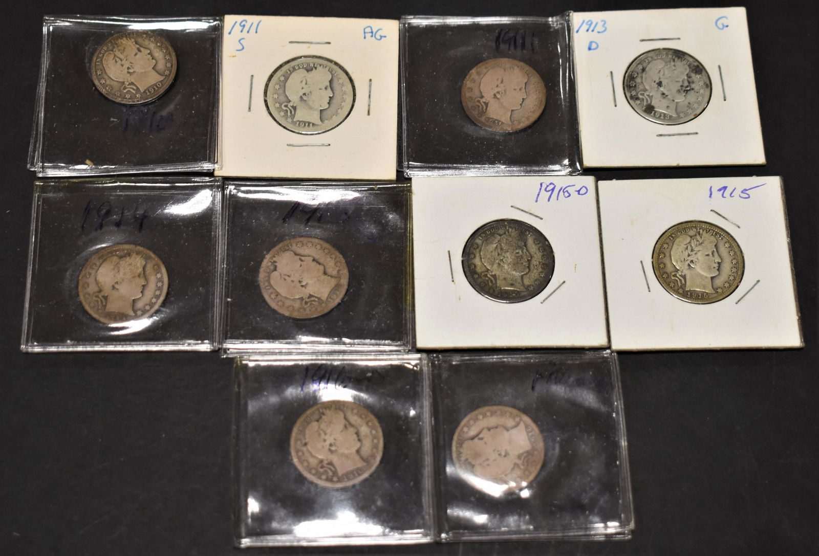 10 Silver Barber Quarters (1 of 2)