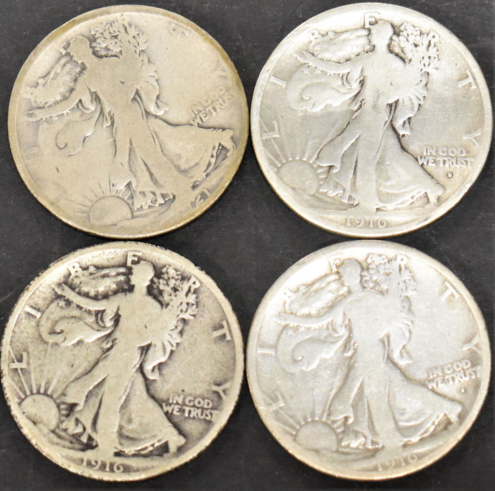 4- U.S. Silver Walking Liberty Half Dollars (1 of 2)