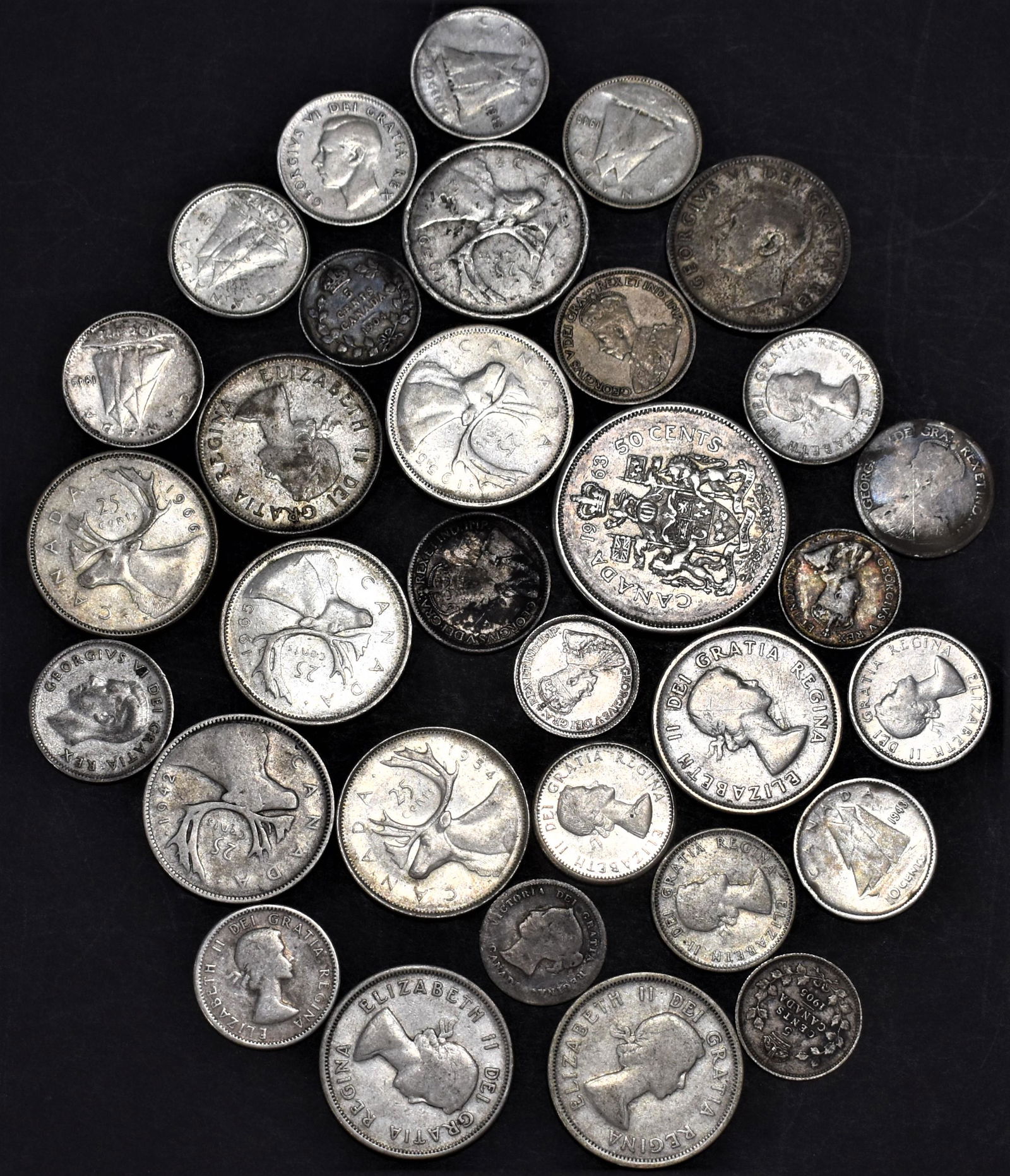 32 Misc. Silver Canadian Coins (1 of 1)