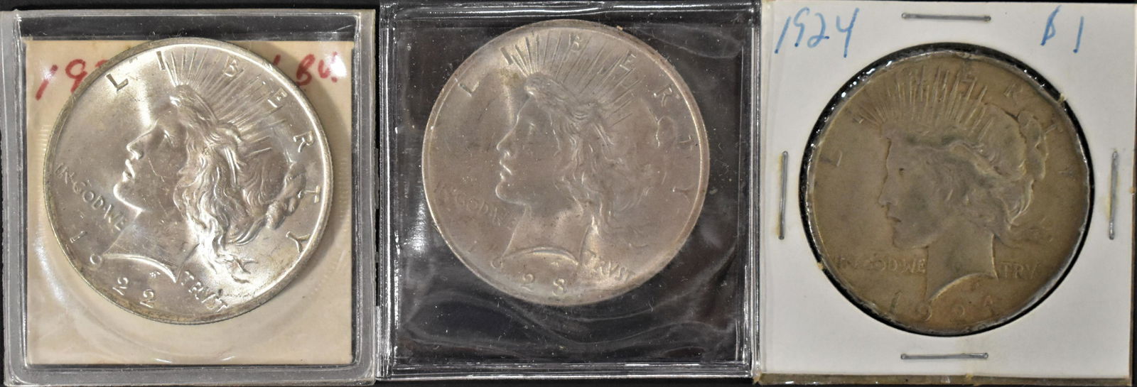 3 Silver Peace Dollars (1 of 2)