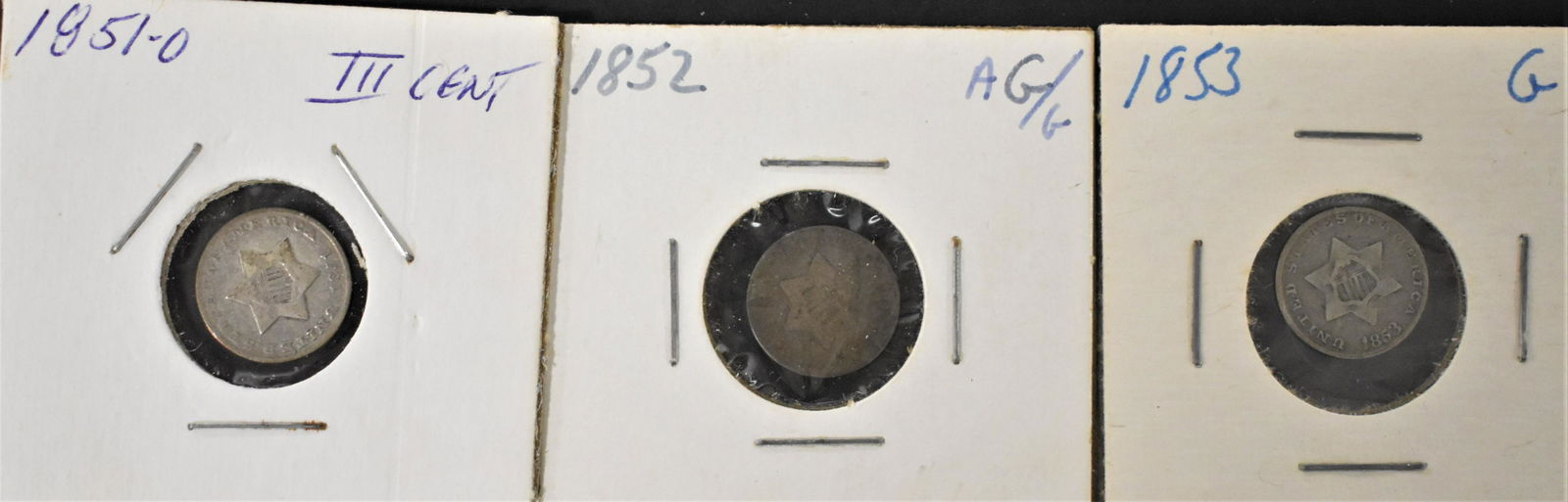 3 U.S. Silver 3 Cent Pieces (1 of 2)