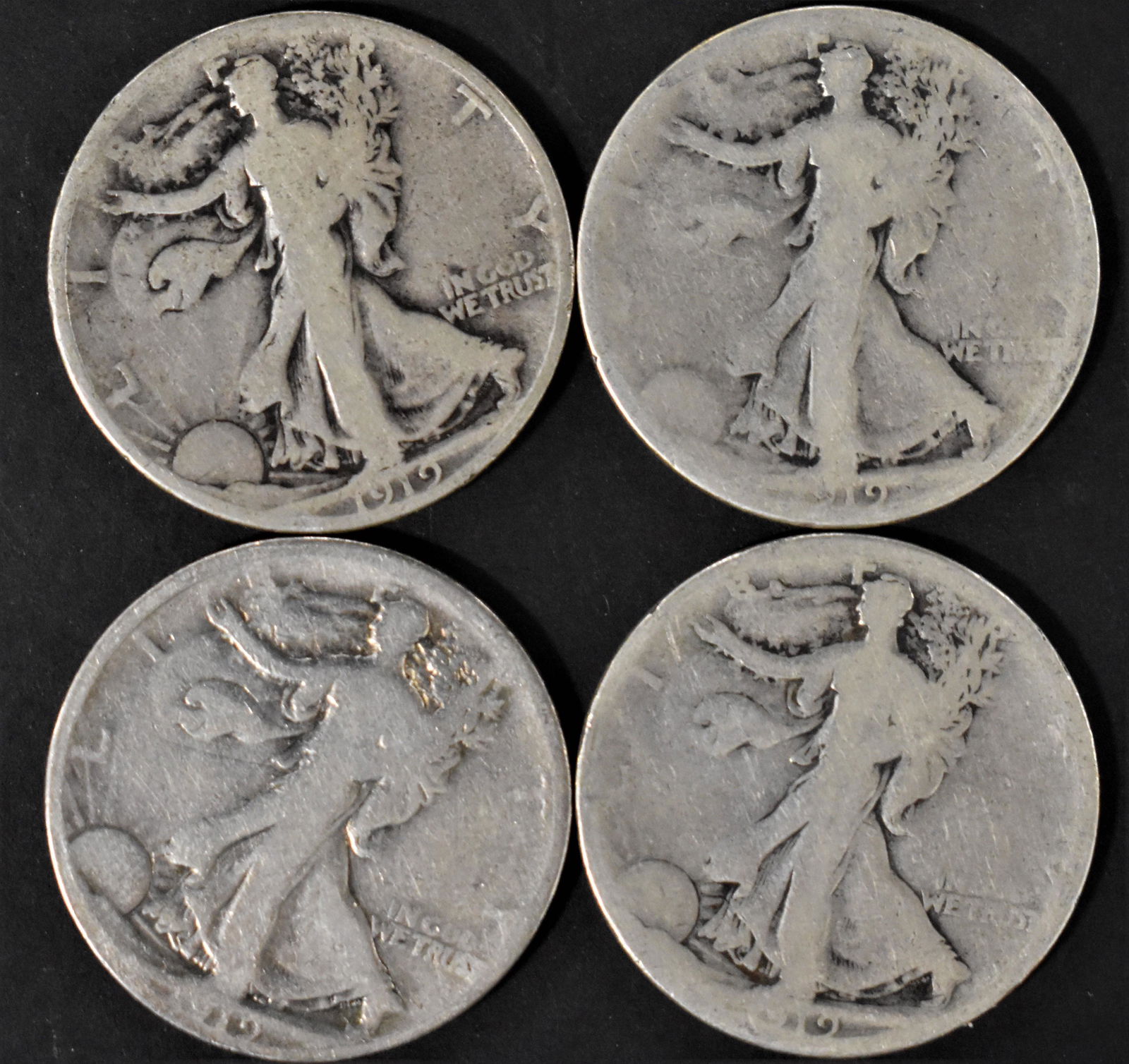 4 Silver Walking Liberty Half Dollars (1 of 2)