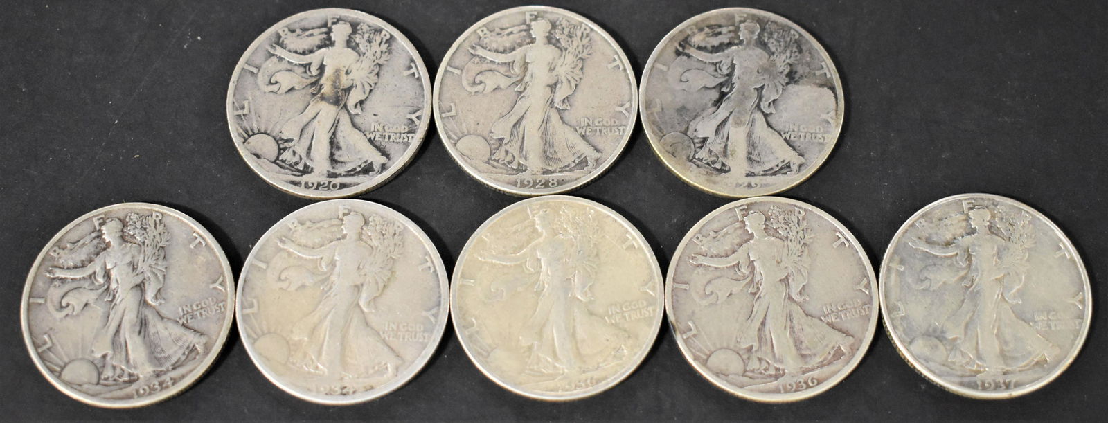 8 Silver Walking Liberty Half Dollars (1 of 2)