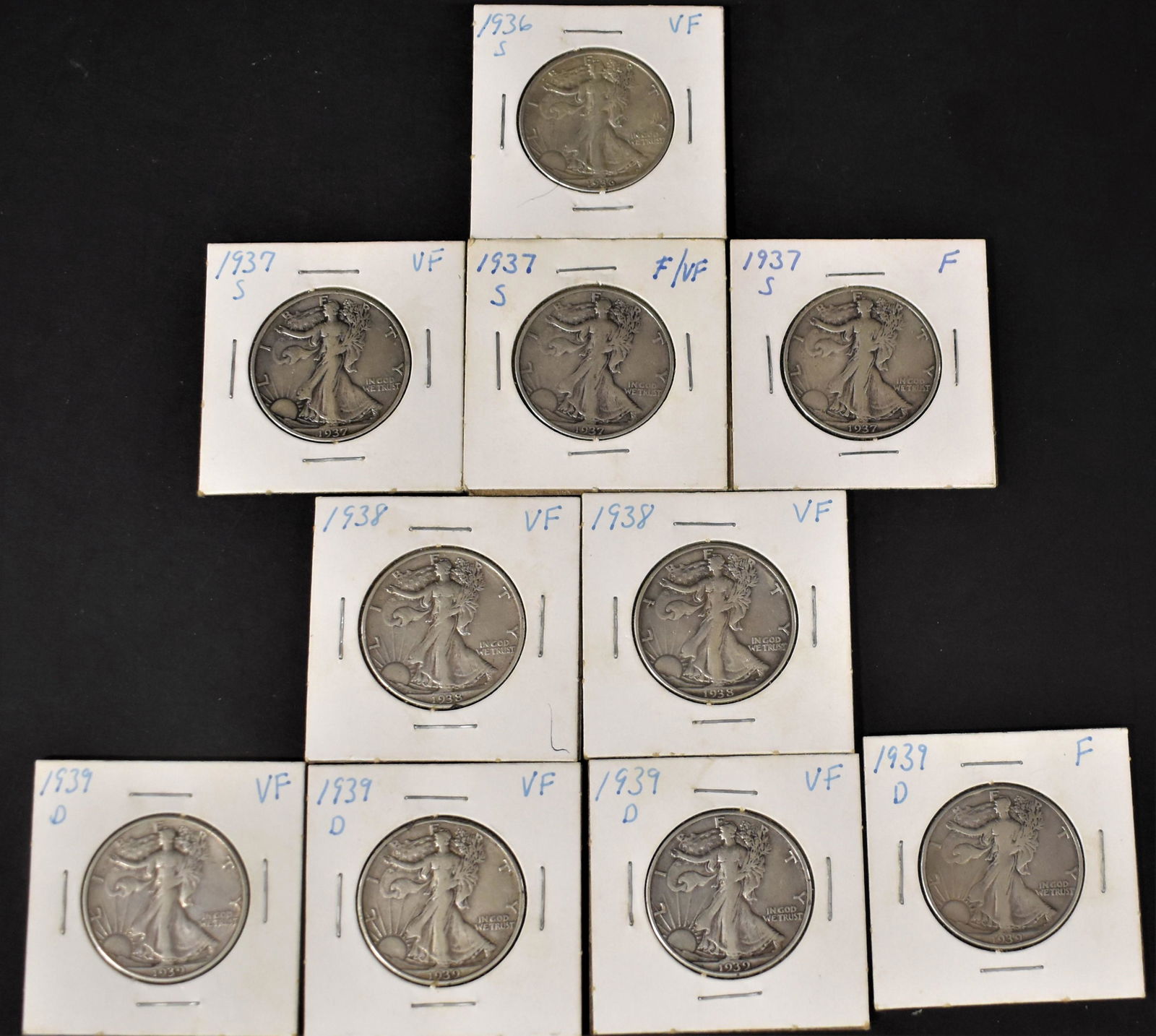 10 Silver Walking Liberty Half Dollars (1 of 2)