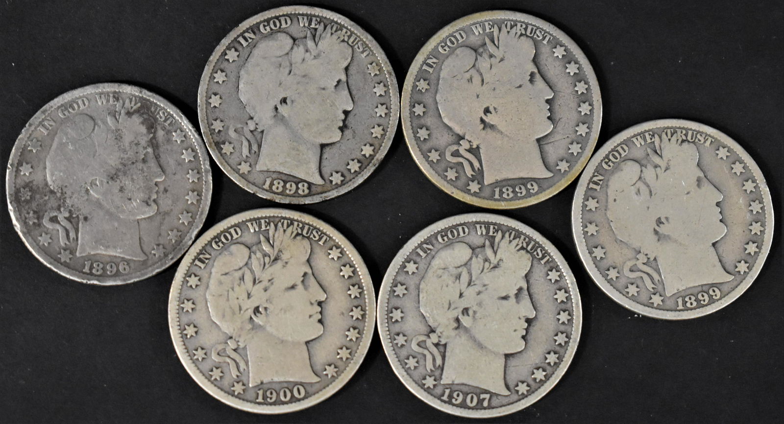 6 Silver Barber Half Dollars (1 of 1)