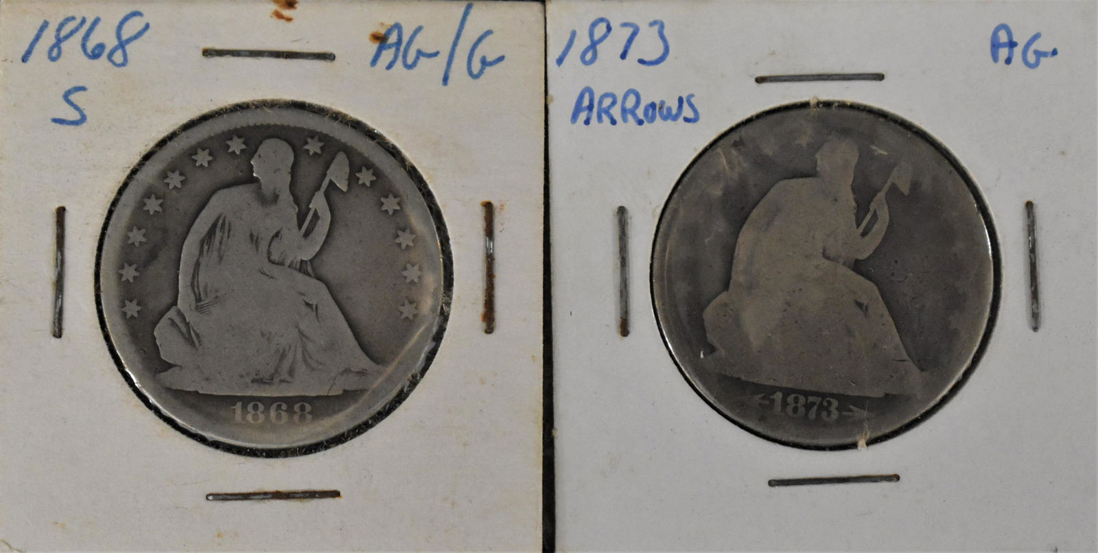 2 Silver Seated Half Dollars (1 of 2)