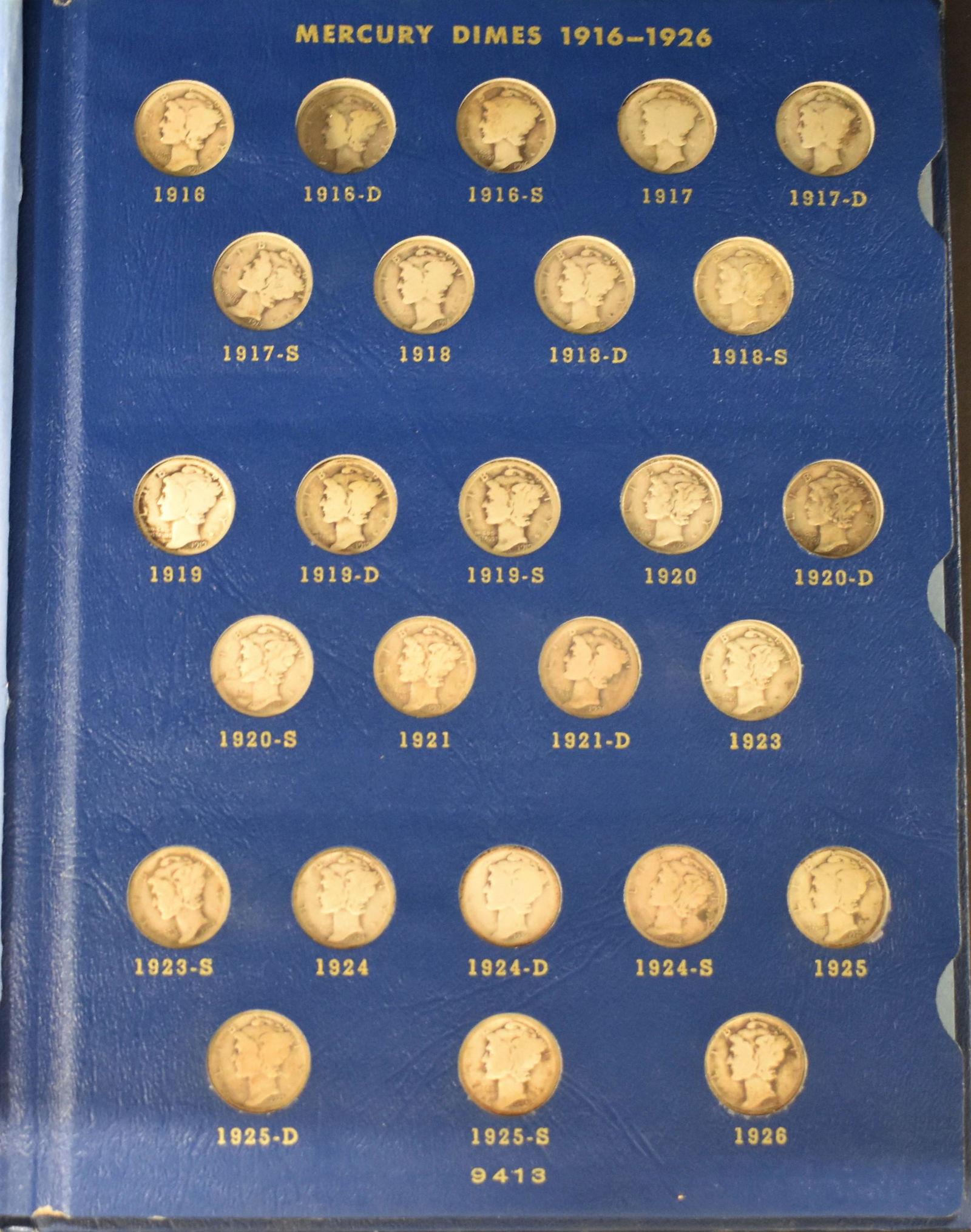 Mercury Dime Blue Book Album with 76 Dimes (1 of 4)