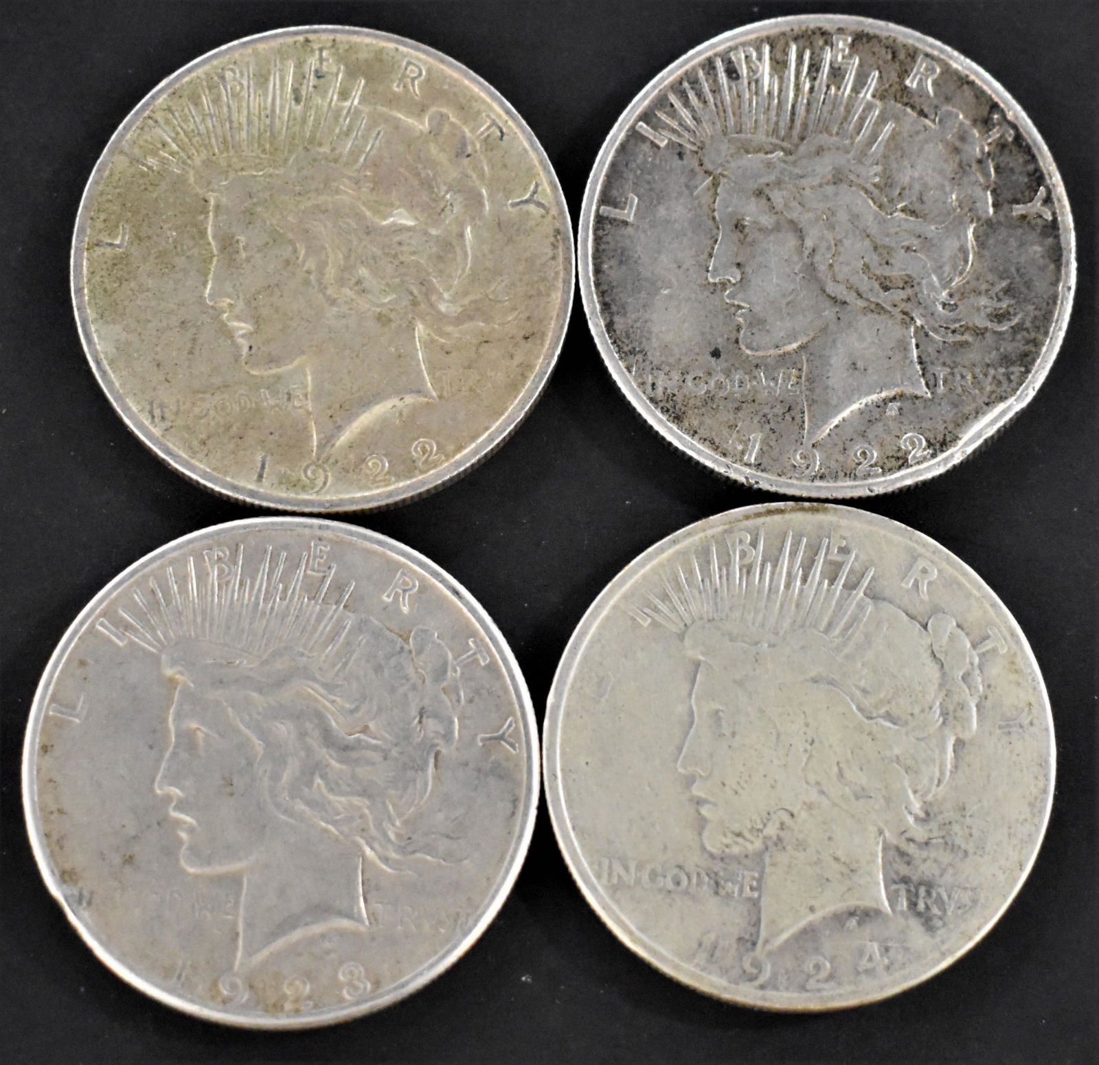 4 Silver Peace Dollars (1 of 2)