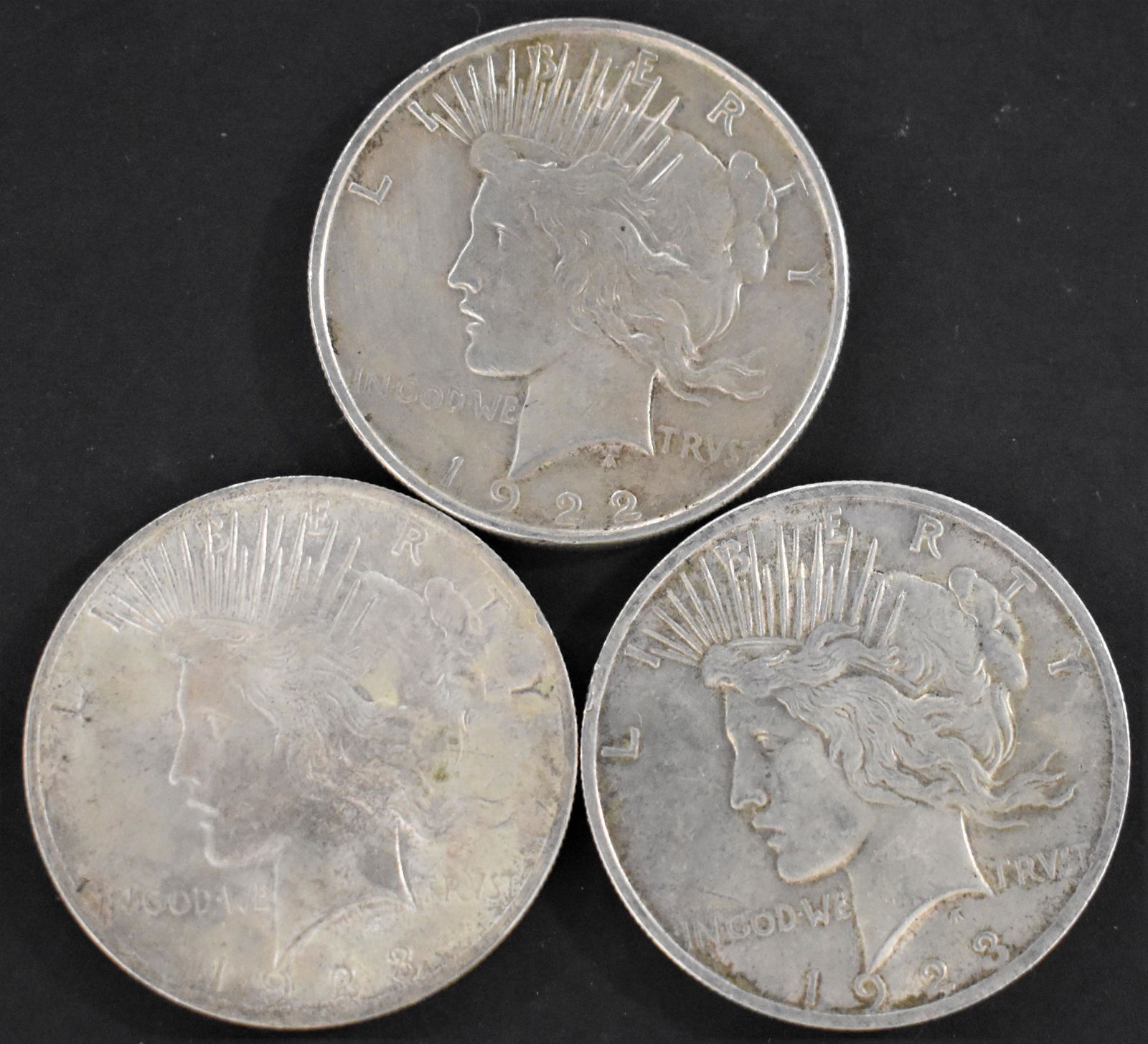 3 Silver Peace Dollars (1 of 2)