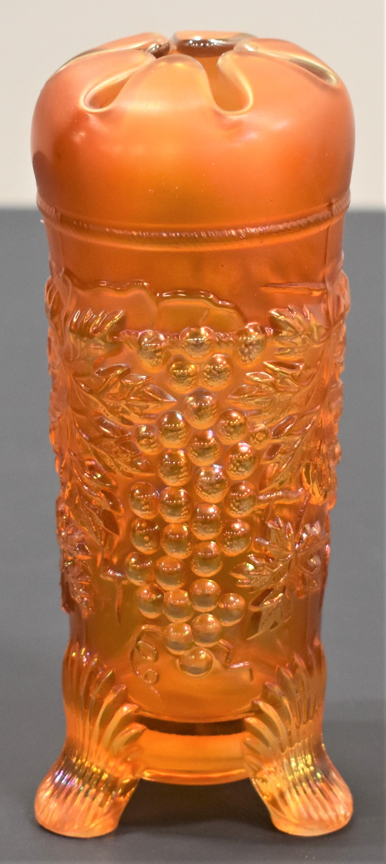 Marigold Grape Cable Carnival Glass Hat Pin Holder (1 of 2)