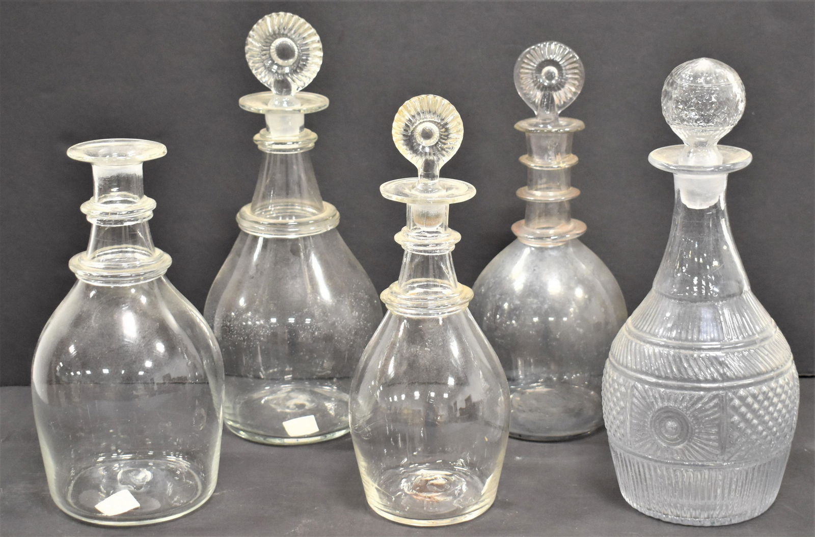 5 Early Blown Glass Decanters (1 of 3)