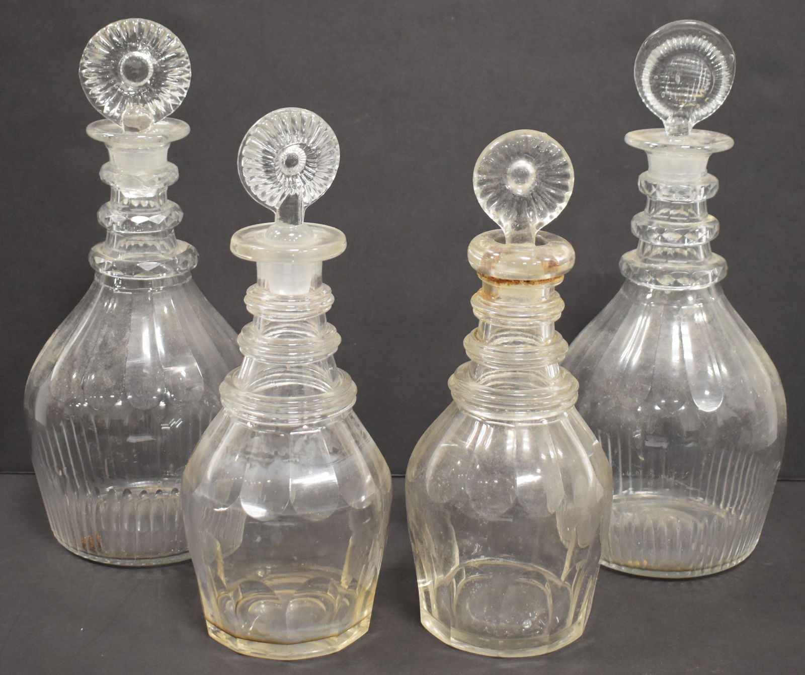(4) Early Cut Blown Glass Decanters (1 of 3)