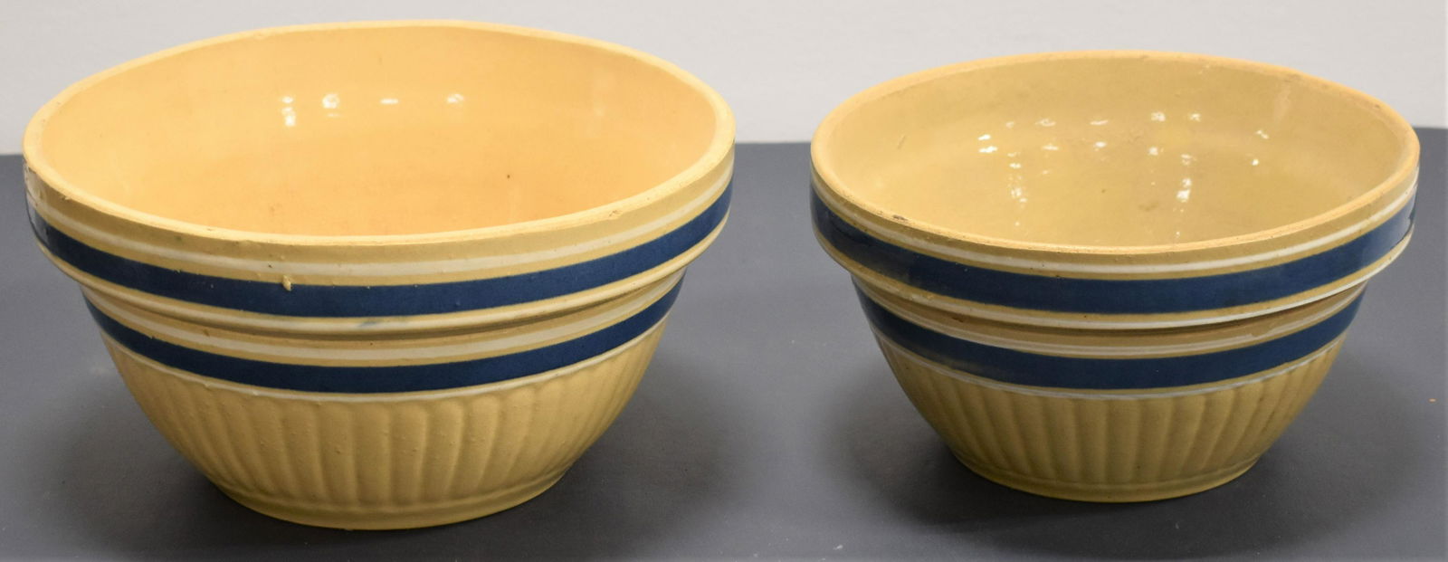 (2) Banded Yellowware Mixing Bowls (1 of 1)