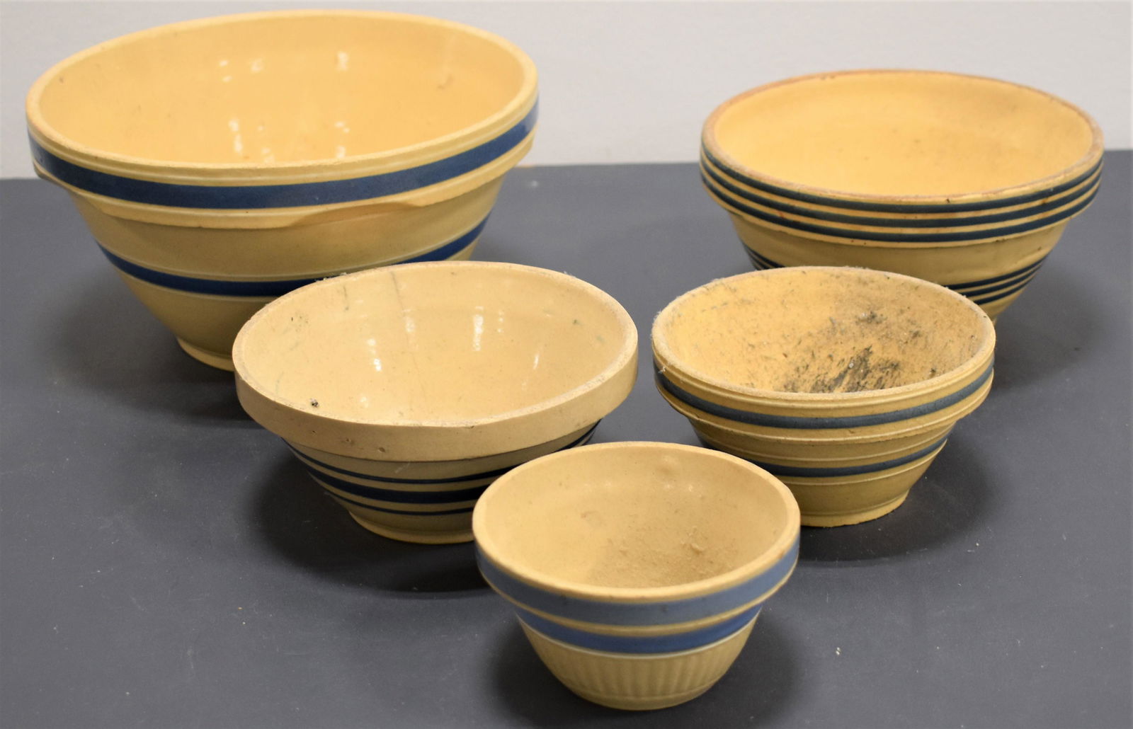 (5) Graduated Banded Yelloware Bowls (1 of 4)