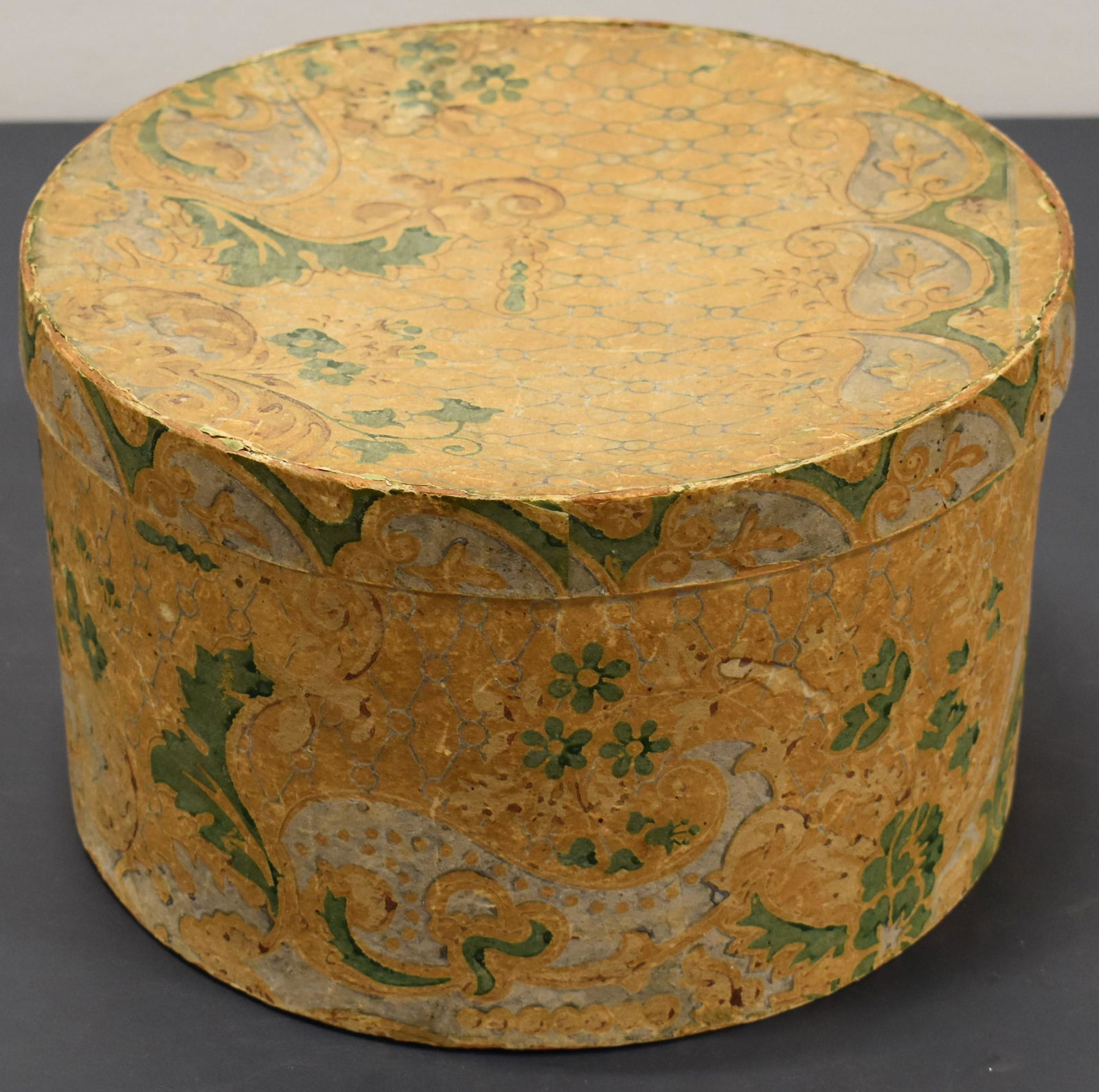 19th Century Round Wallpaper Hat Box (1 of 4)