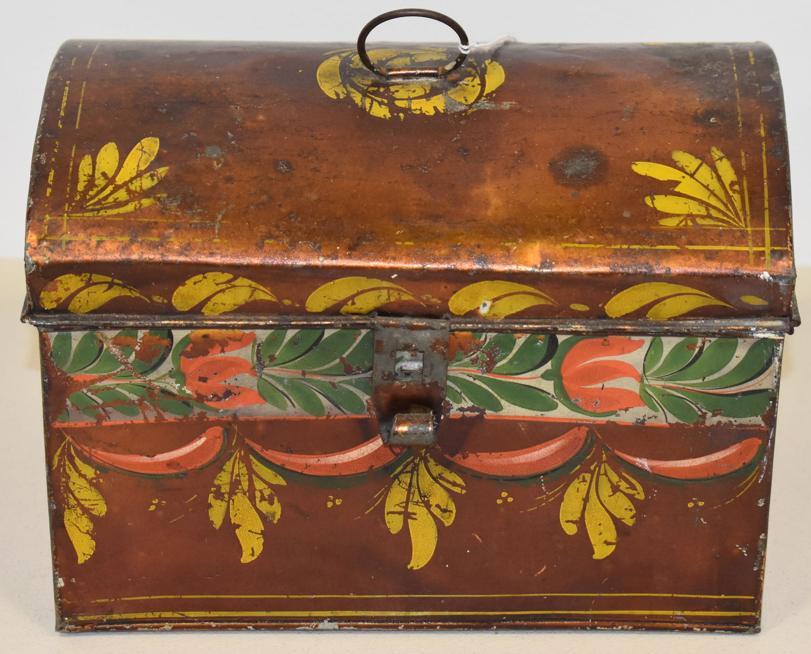 19TH CENT PAINTED TOLEWARE DOCUMENT BOX (1 of 3)