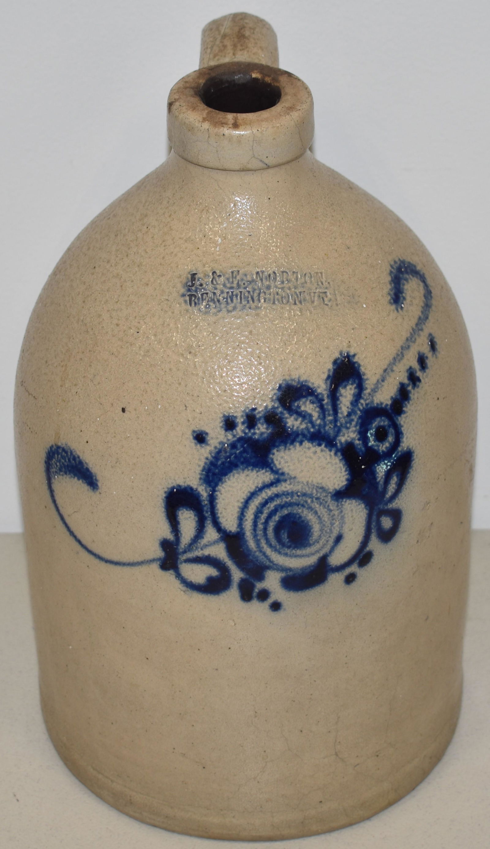 J.E NORTON DECORATED STONEWARE JUG (1 of 1)