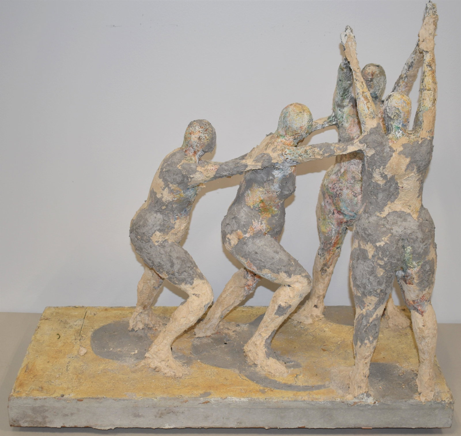 ROGER PRINCE SCULPTURE: SCULPTURE OF 4 FROLICKING NUDE FEMALES AT PLAY - COMPOSTION - PAPER MACHE' - 27" L X 12" W X 26"T - UNFINSIHED? UNMARKED FROM PRINCE ESTATE - WALPOLE NH