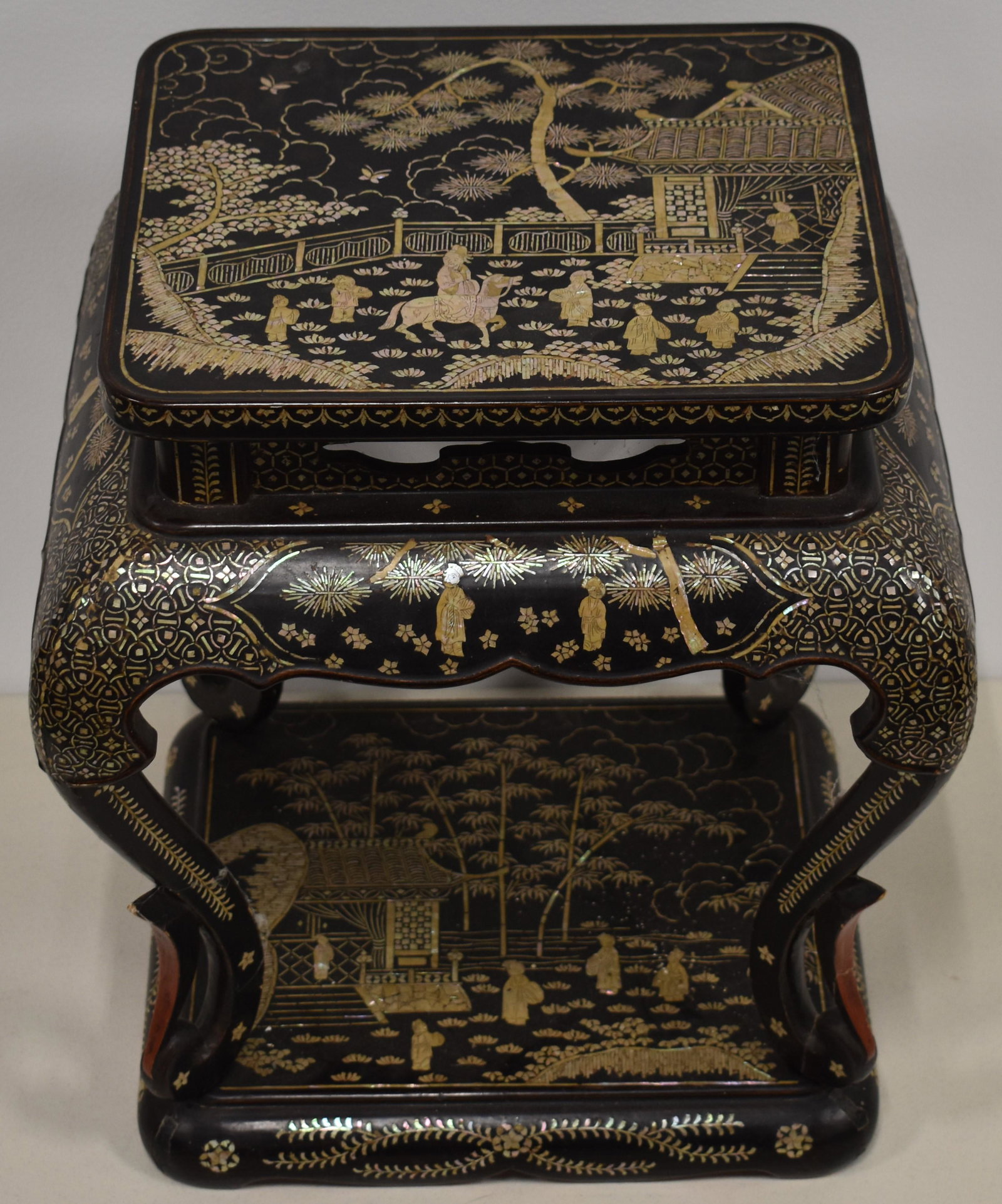 CHINESE BLACK LACQUER GARDEN STOOL (1 of 3)