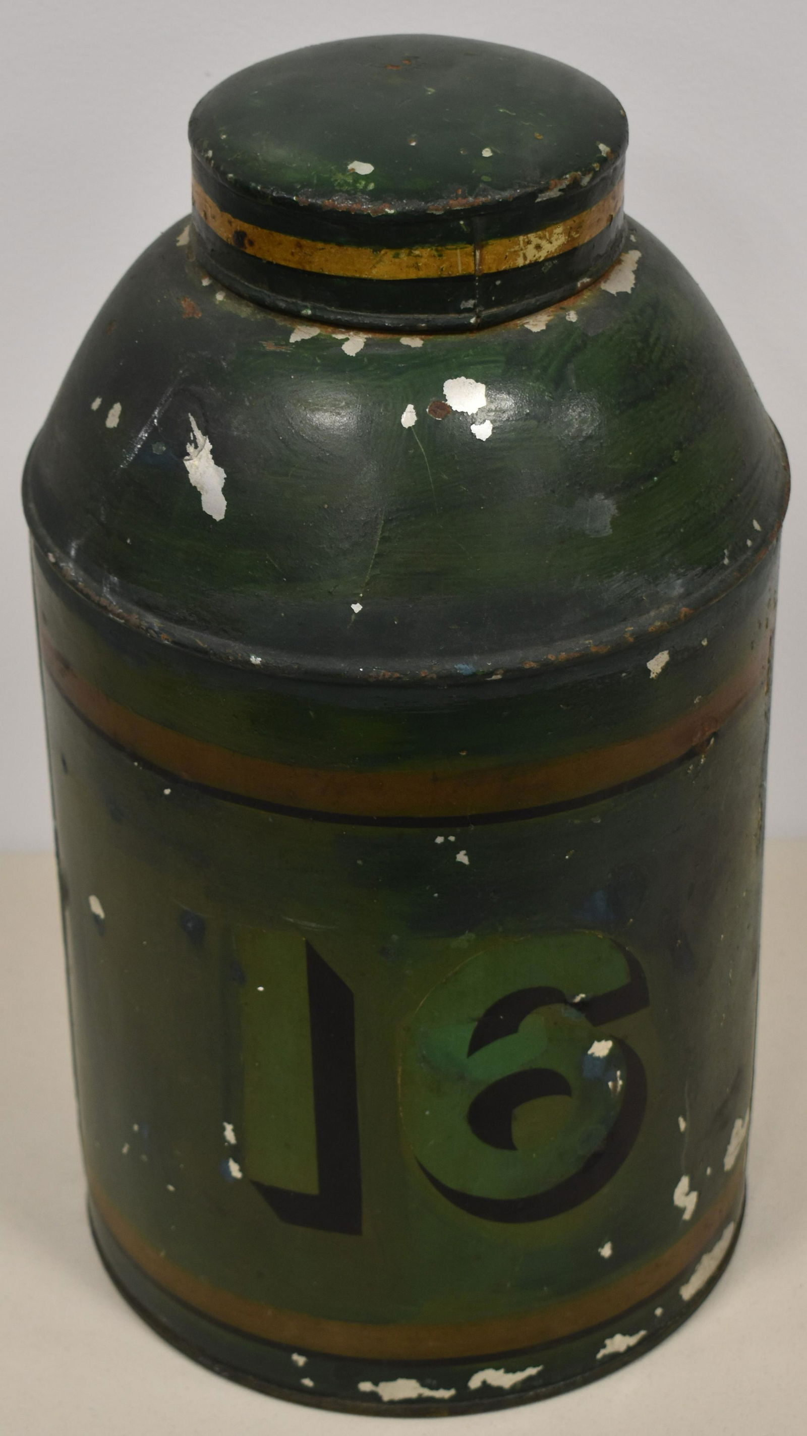 EARLY TOLE PAINTED TIN CANISTER (1 of 2)