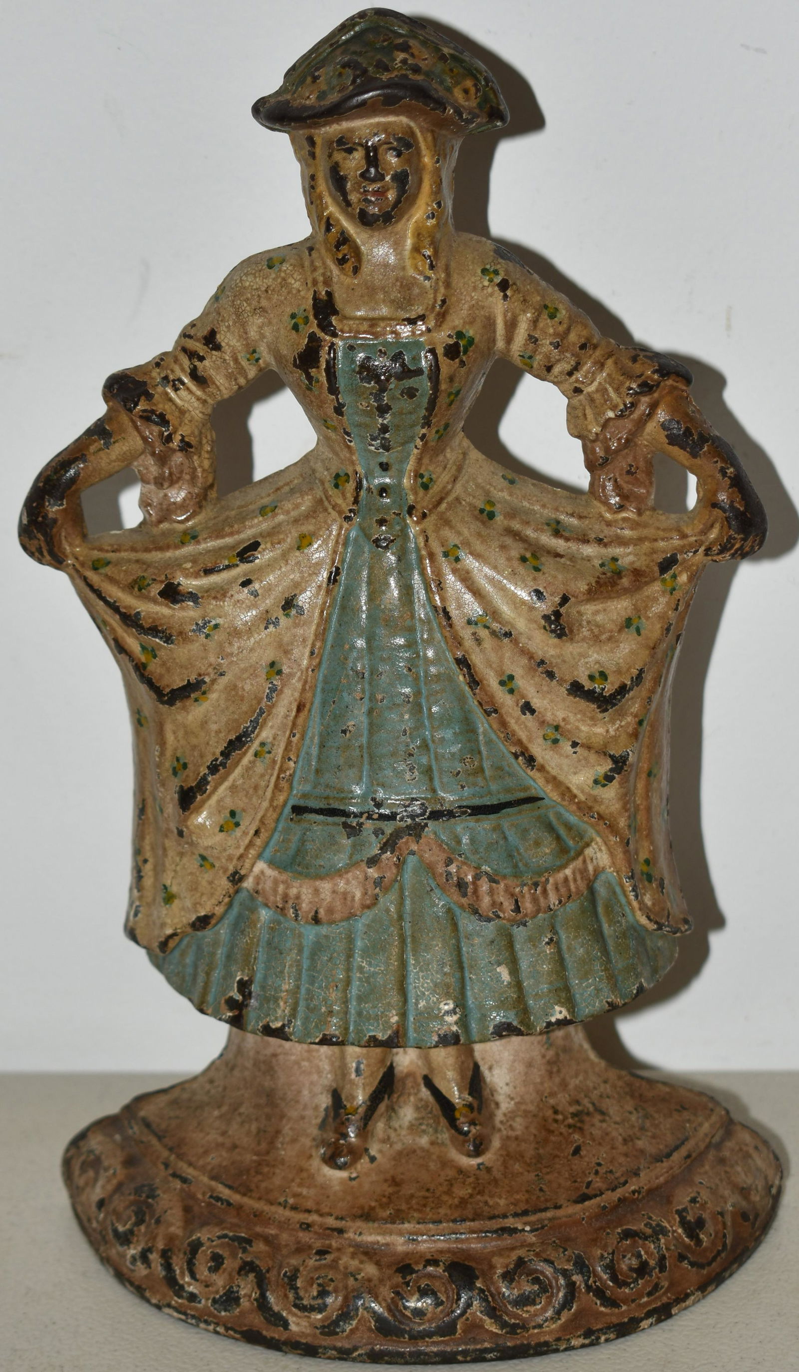 PAINTD CAST IRON FRENCH GIRL DOORSTOP (1 of 2)