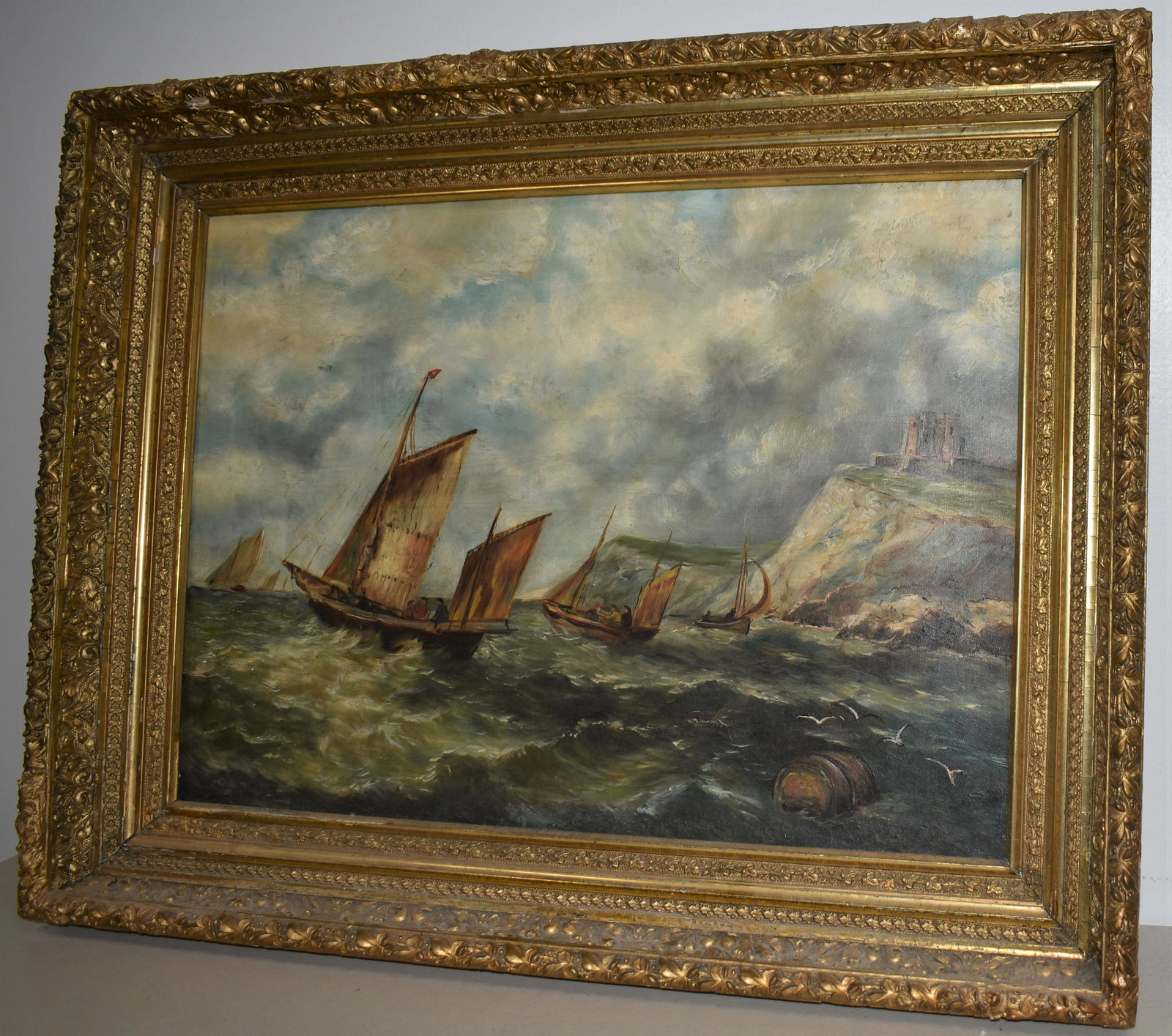 19TH CENT OIL ON CANVAS SEASCAPE PAINTING (1 of 2)