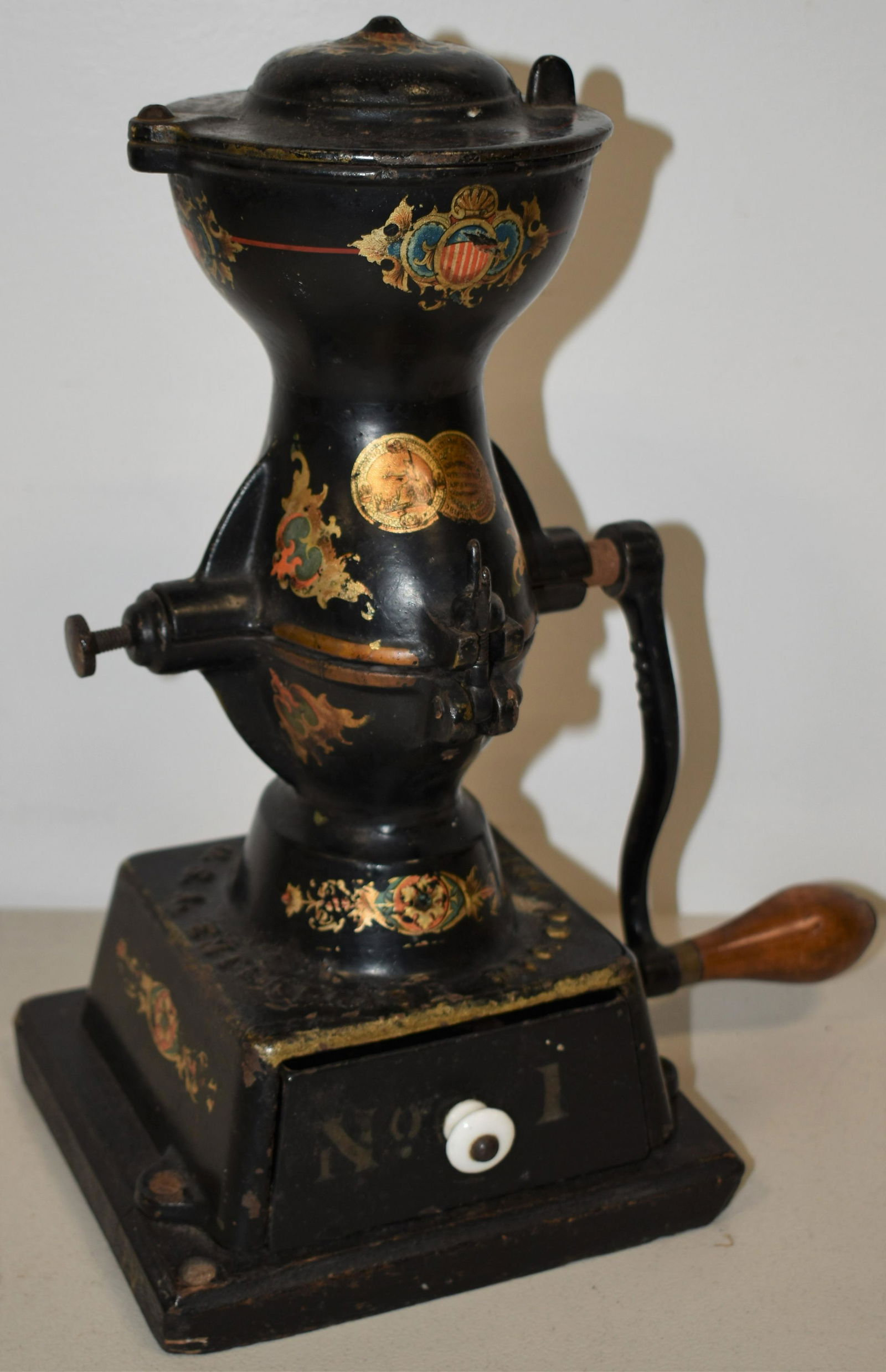 PAITNED CAST IRON COFFEE GRINDER (1 of 2)