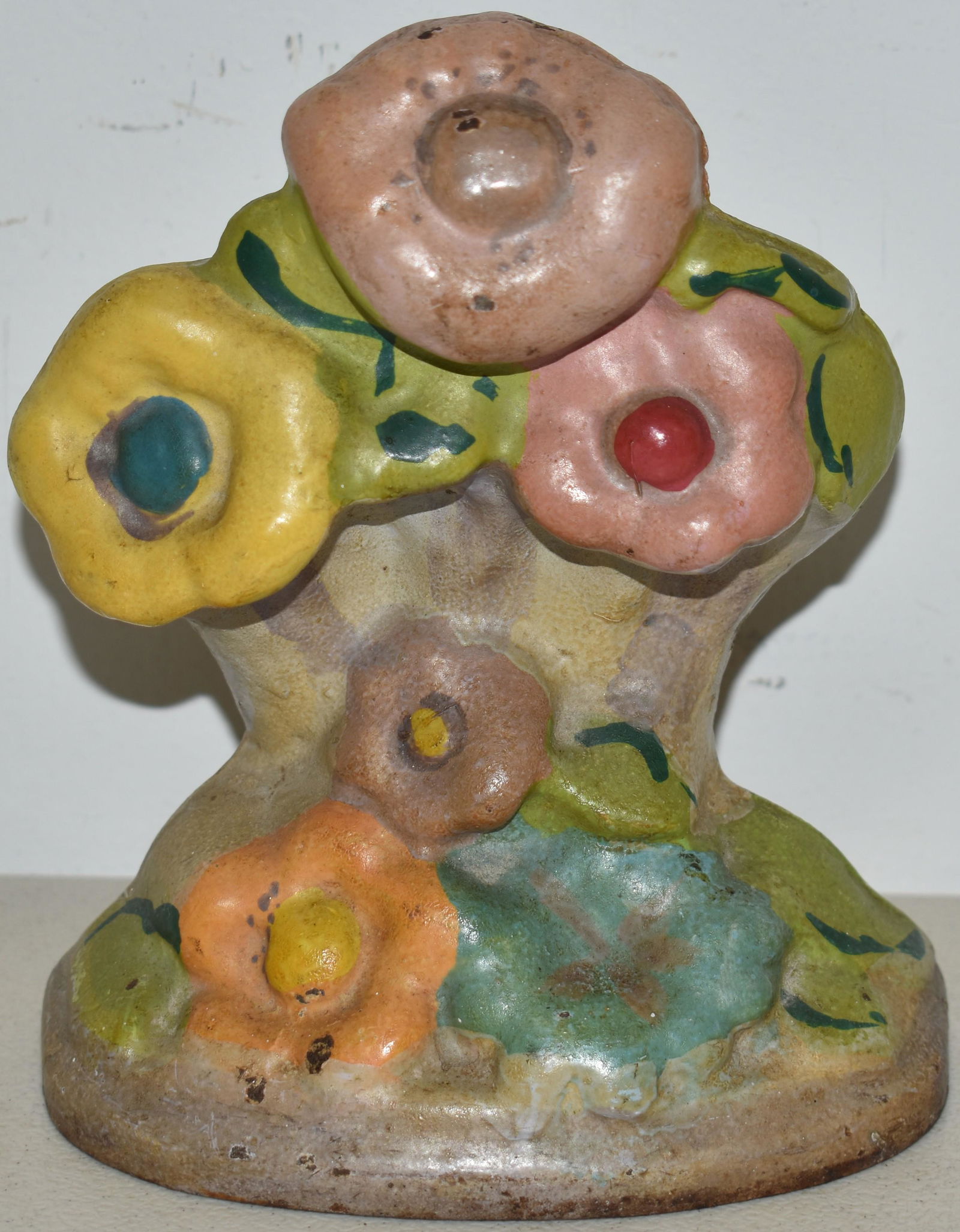 PAINTED CAST IRON DECO FLOWER DOORSTOP (1 of 2)