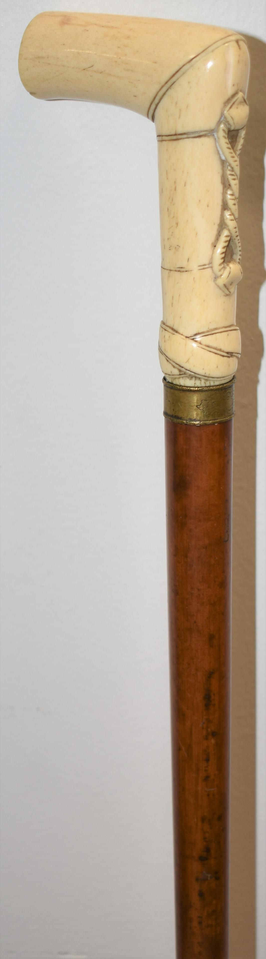 33 1/2" CANE W/ CARVED NAUTICAL HANDLE (1 of 4)