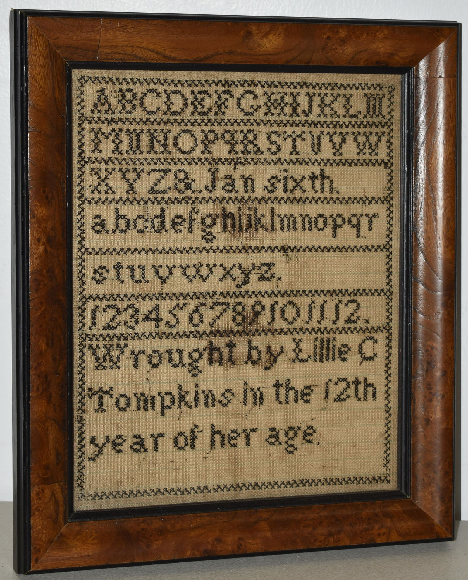 SM. 19TH CENT N.E. NEEDLEWORK SAMPLER (1 of 1)