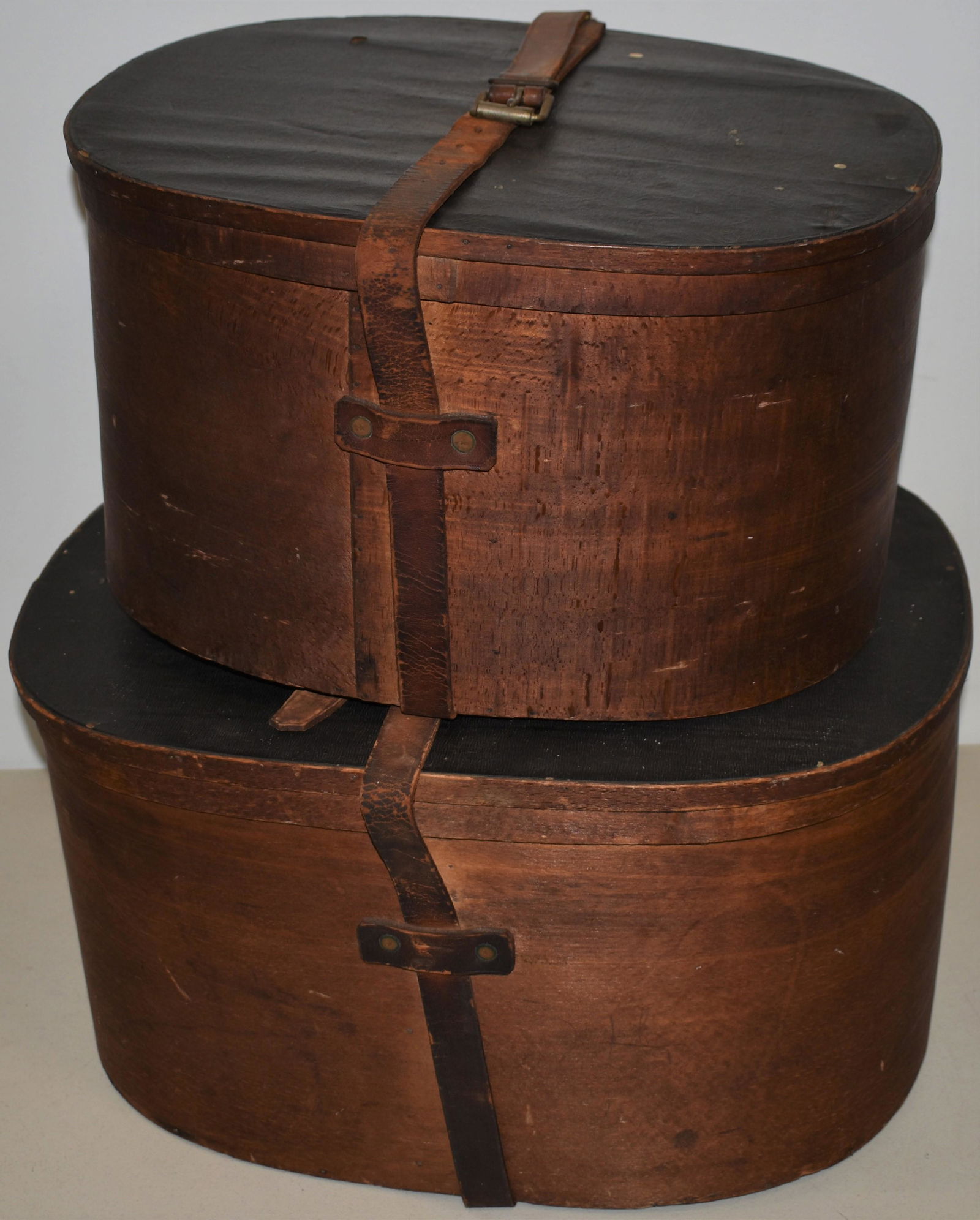NESTED SET OF 2 19TH CENT HAT BOXES (1 of 2)
