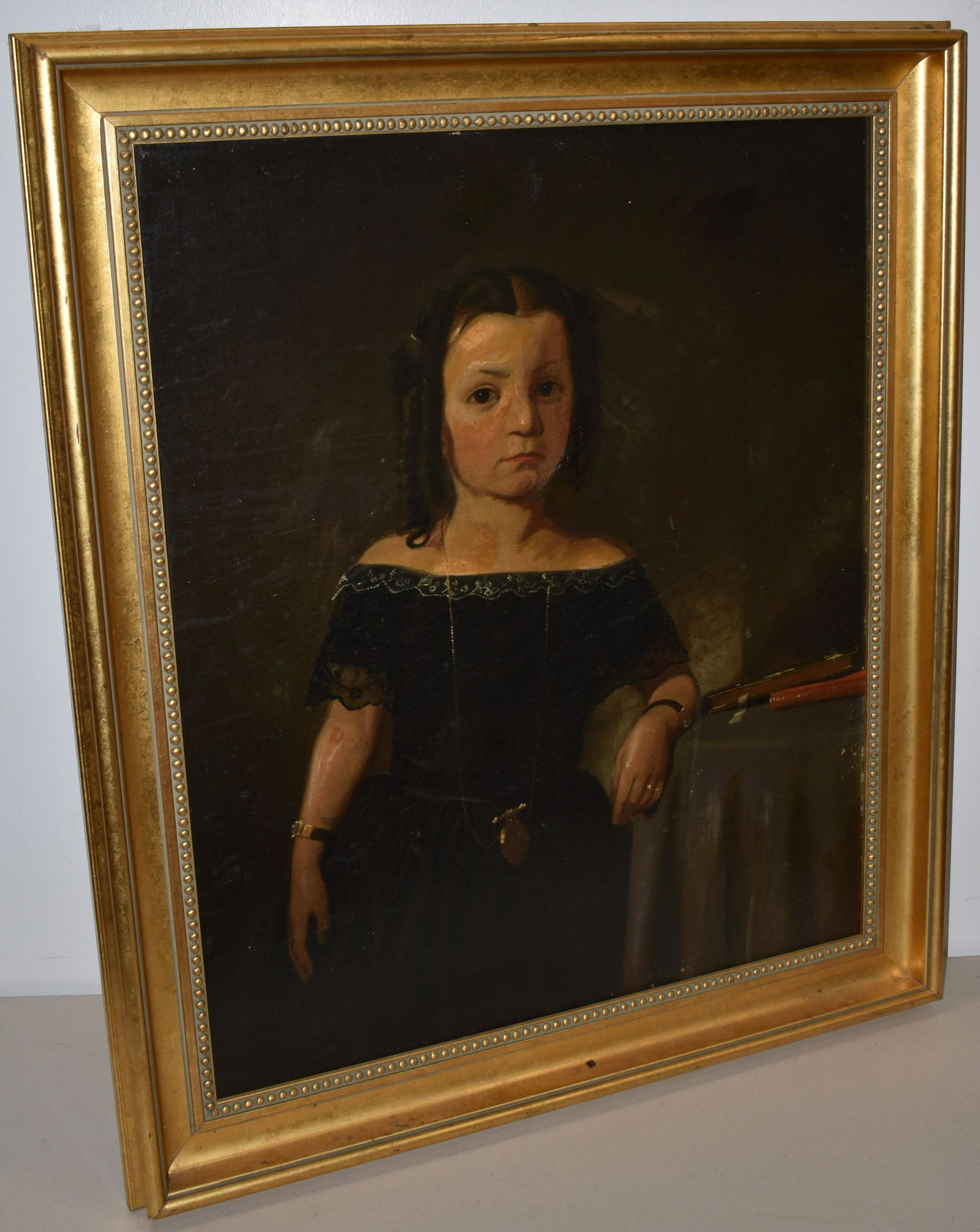 19TH CENT OIL ON CANVAS PORTRAIT OF YOUNG GIRL (1 of 2)