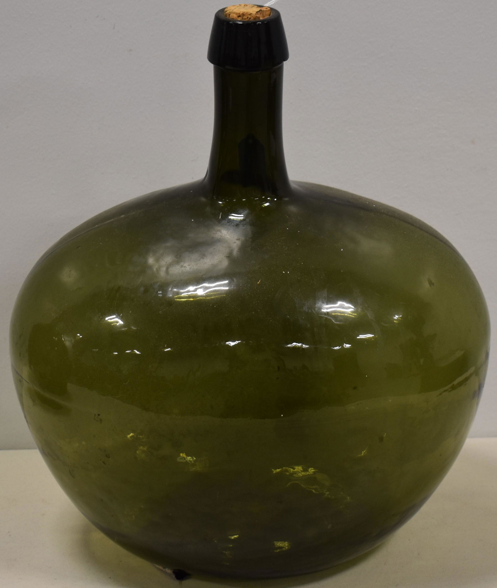 OLIVE GREEN BLOWN 3 MOLD DEMI JOHN BOTTLE (1 of 2)