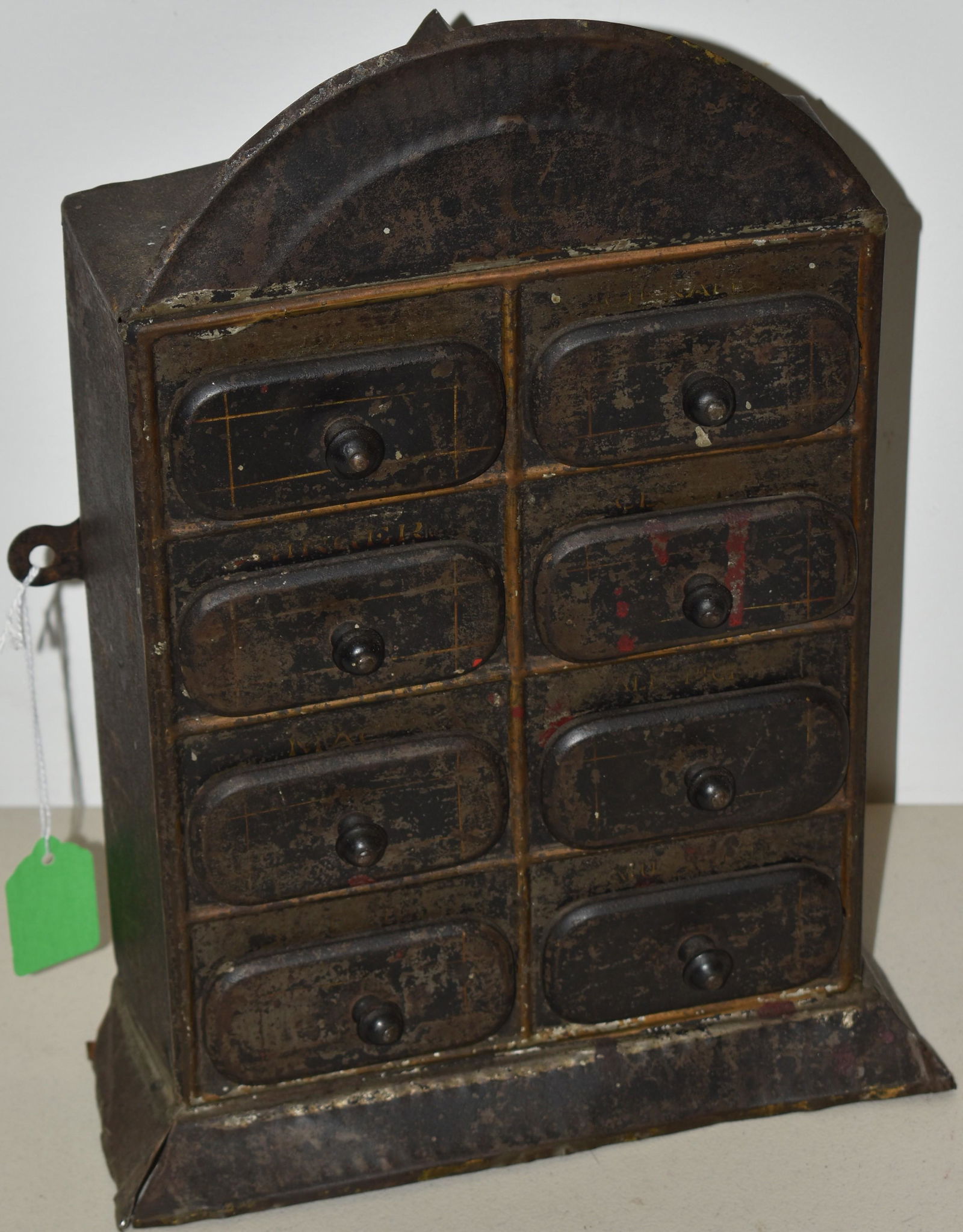 19TH CENT PAINTED TIN HANGING SPICE CHEST (1 of 1)