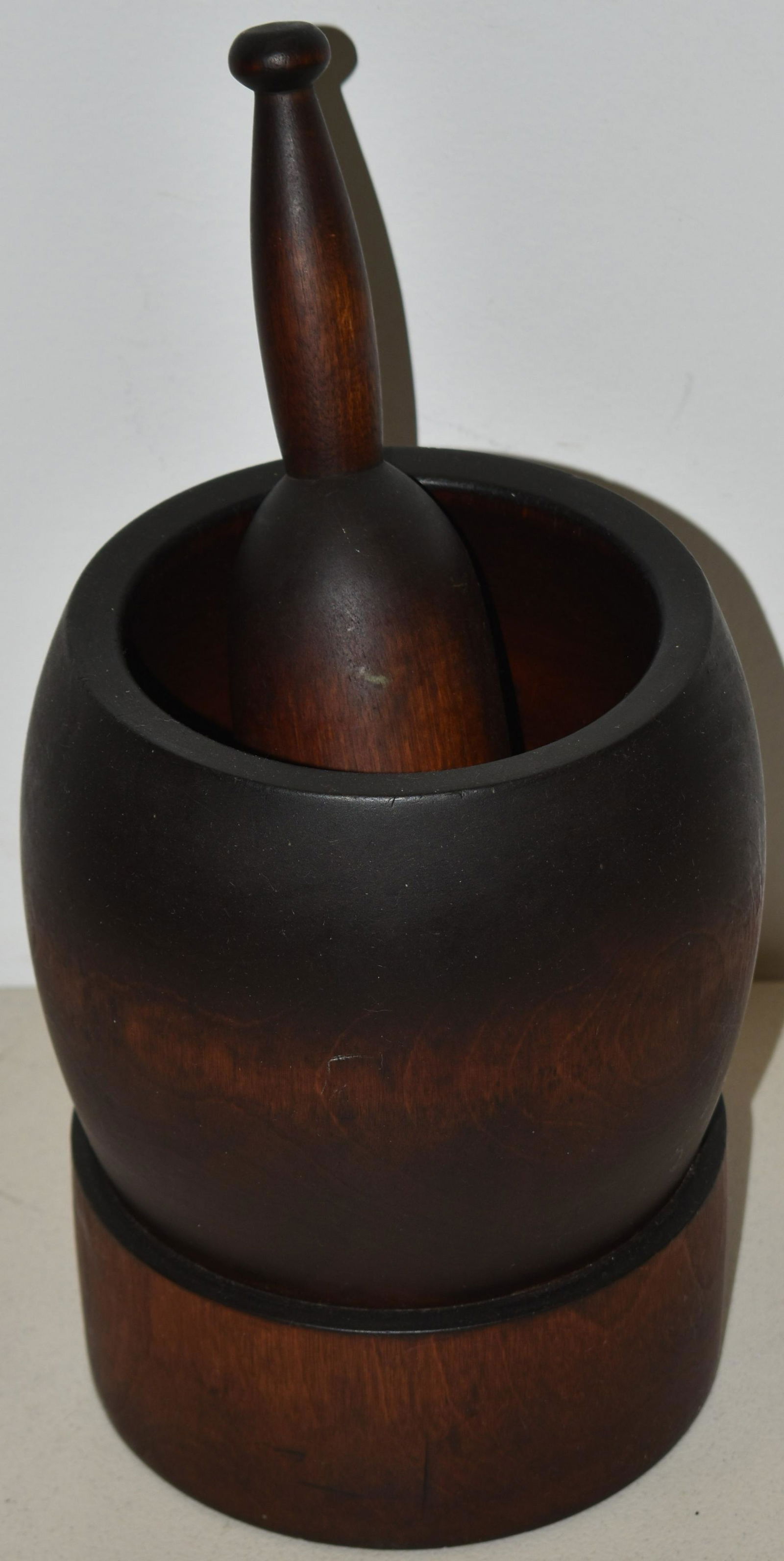 19TH CENT WOODEN MORTAR & PESTLE (1 of 1)