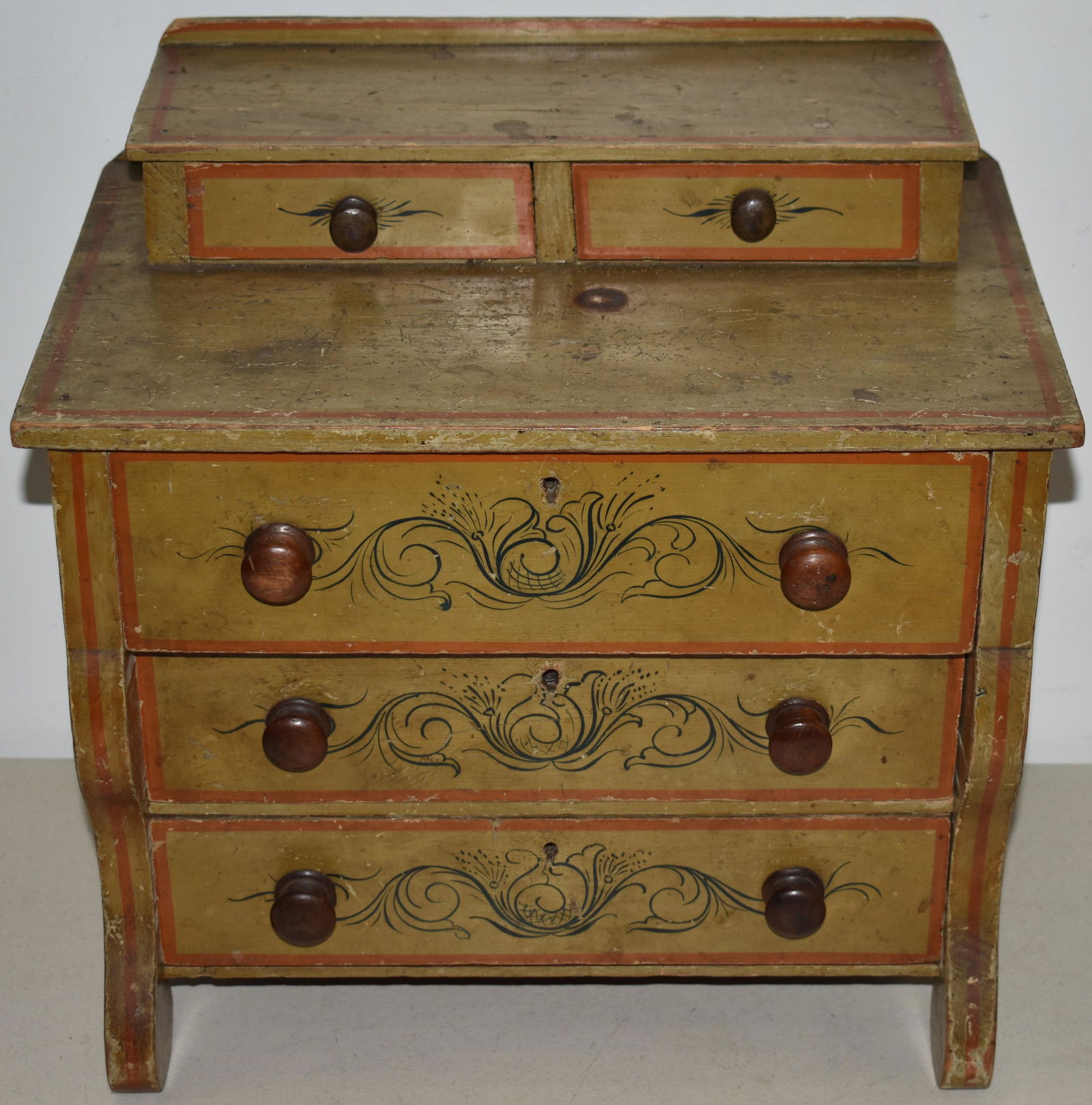 19TH CENT PAINTED CHILDS EMPIRE CHEST (1 of 3)